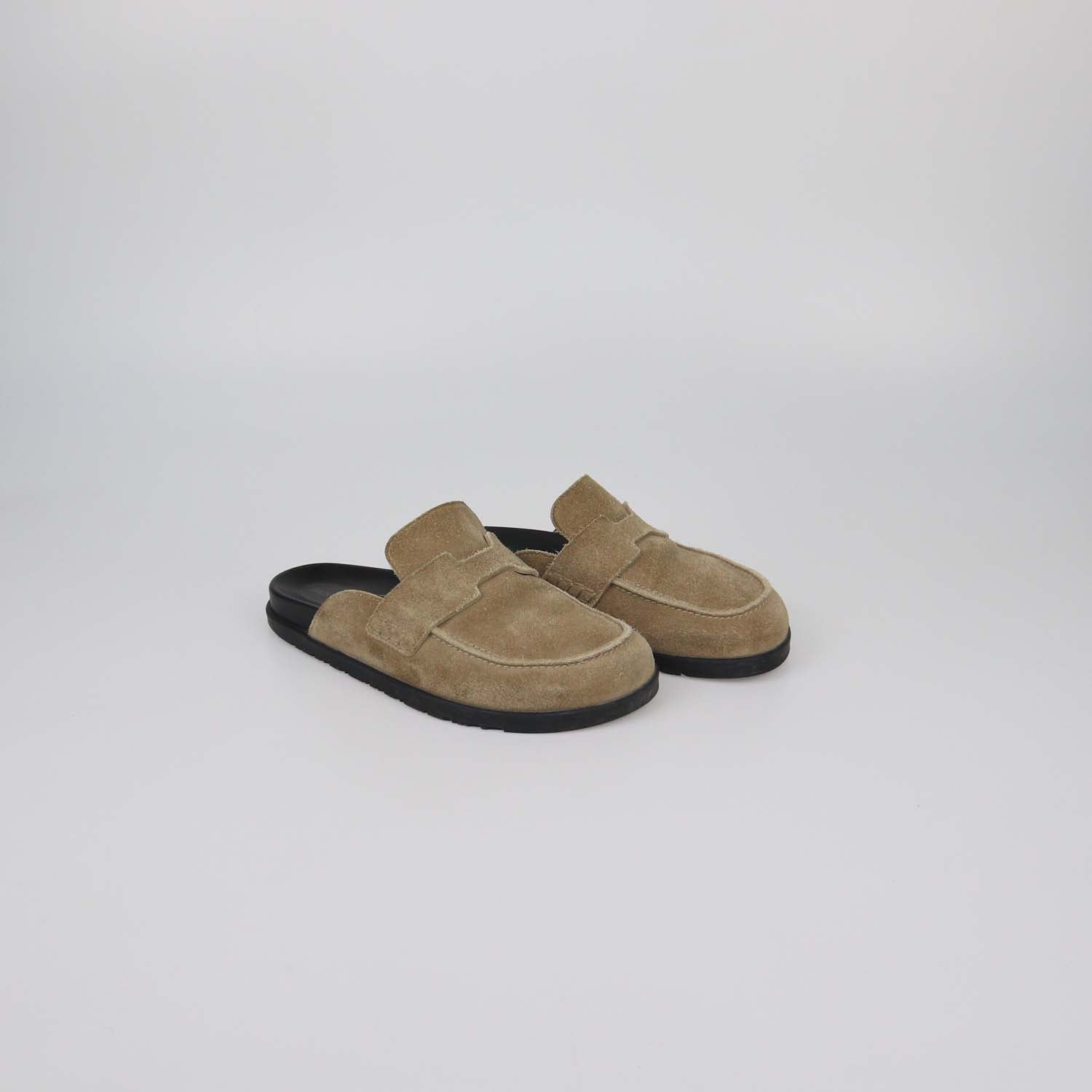 Hermes Beige Suede Go Mules