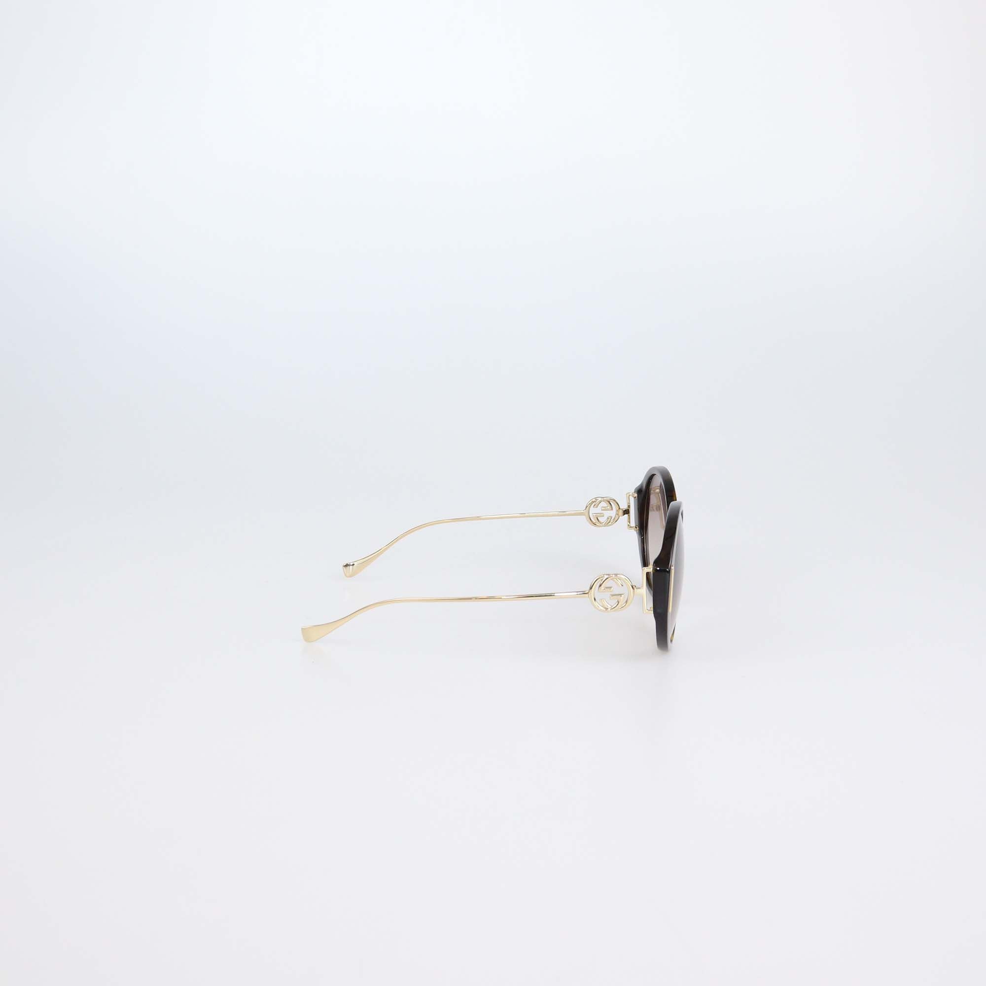 Gucci Brown Tortoise Gradient GG Round Sunglasses