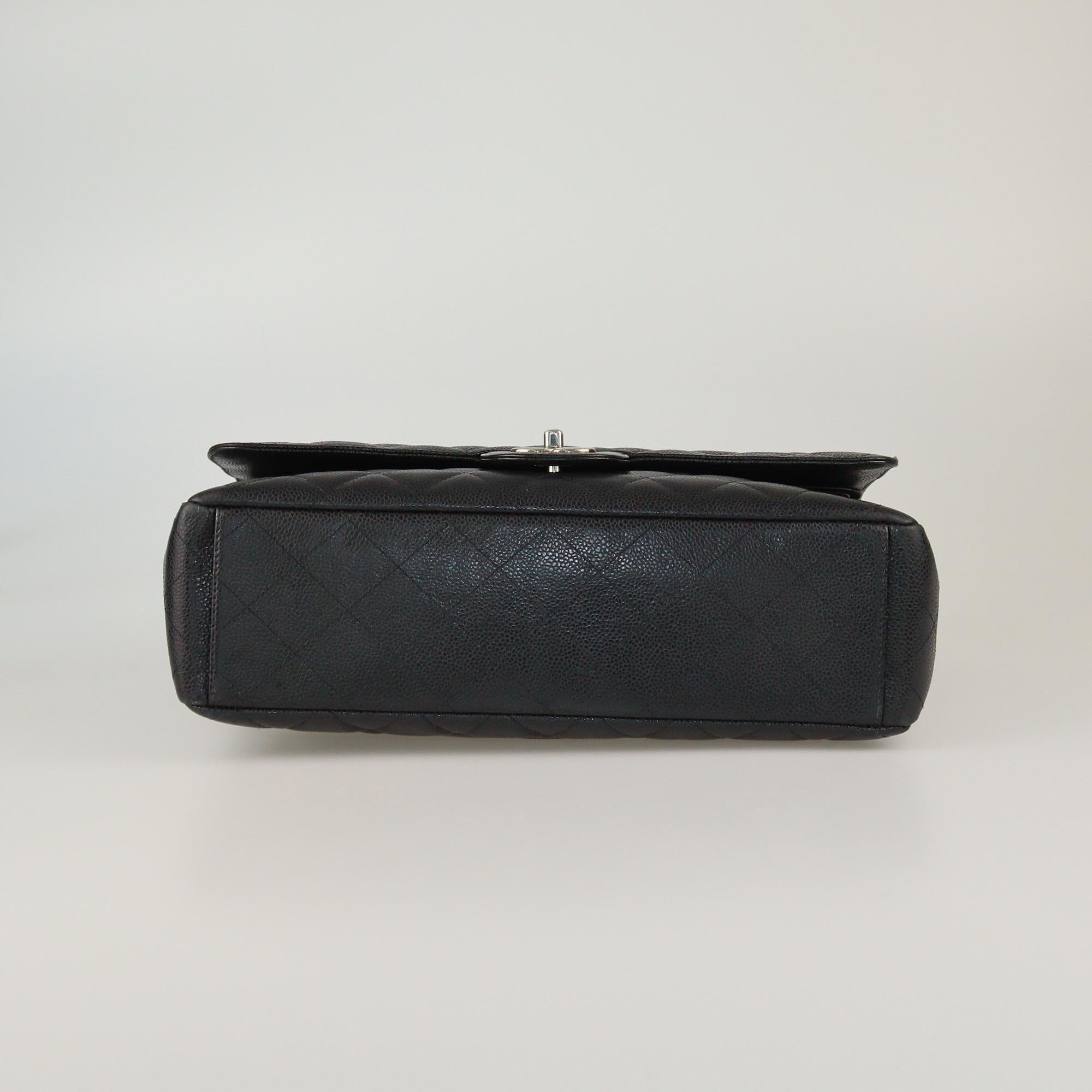 Chanel Black Quilted Caviar Maxi Classic Double Flap Bag Womens Chanel