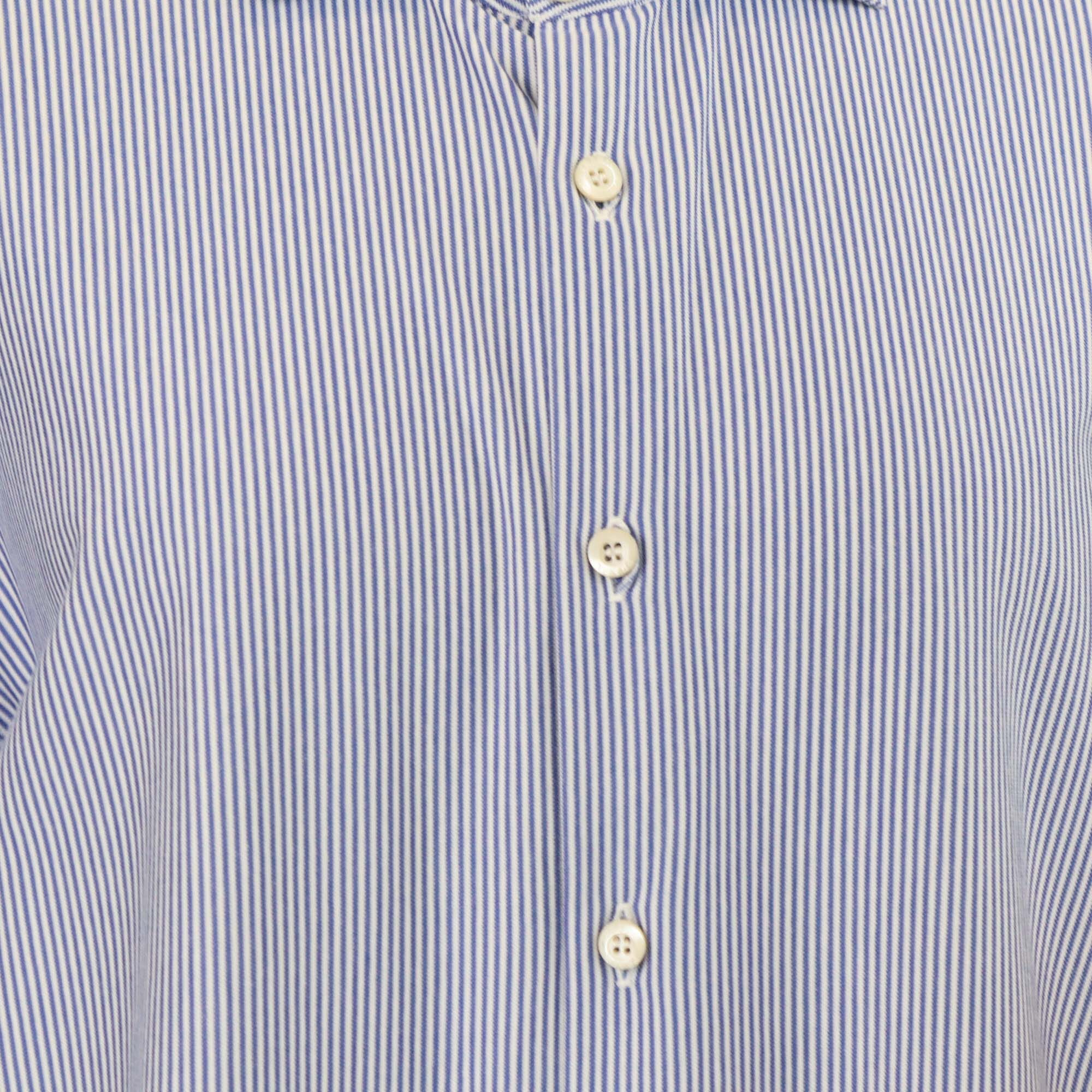 Prada Sport Blue Striped Short Sleeve Button Shirt Mens Prada