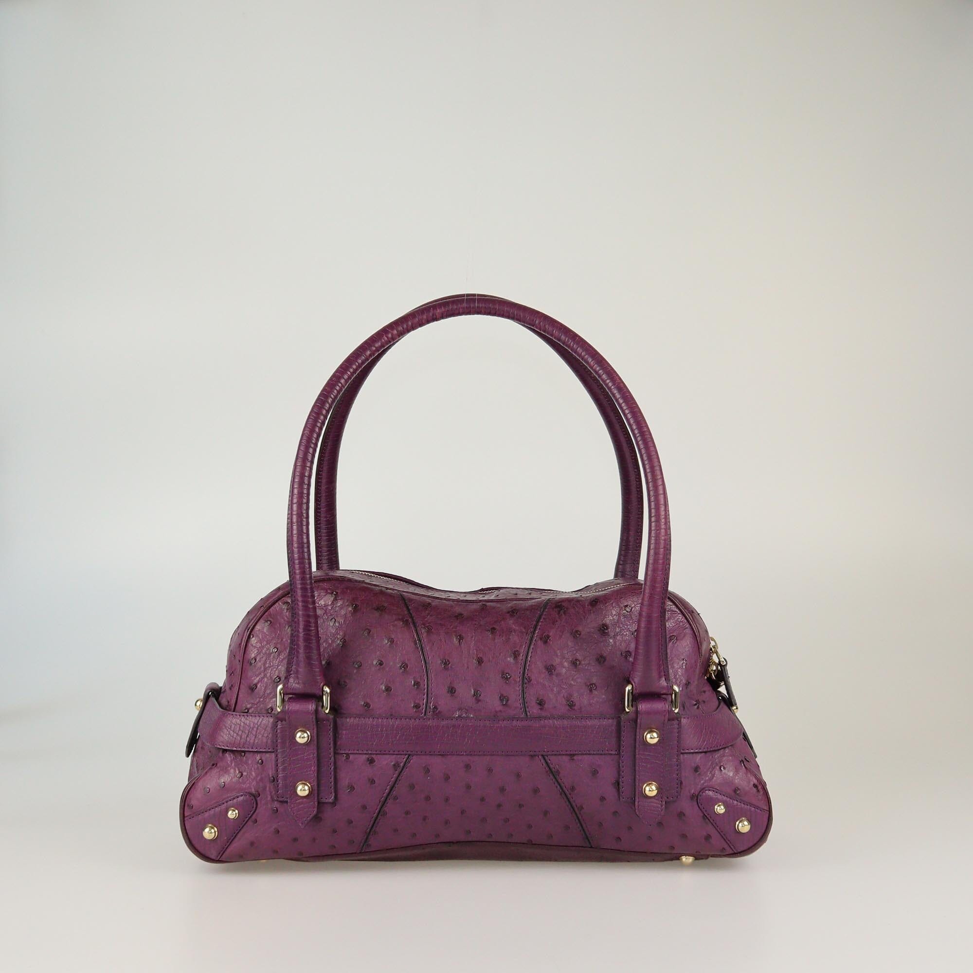 Gucci Purple Ostrich Horsebit Chain Satchel Womens Gucci