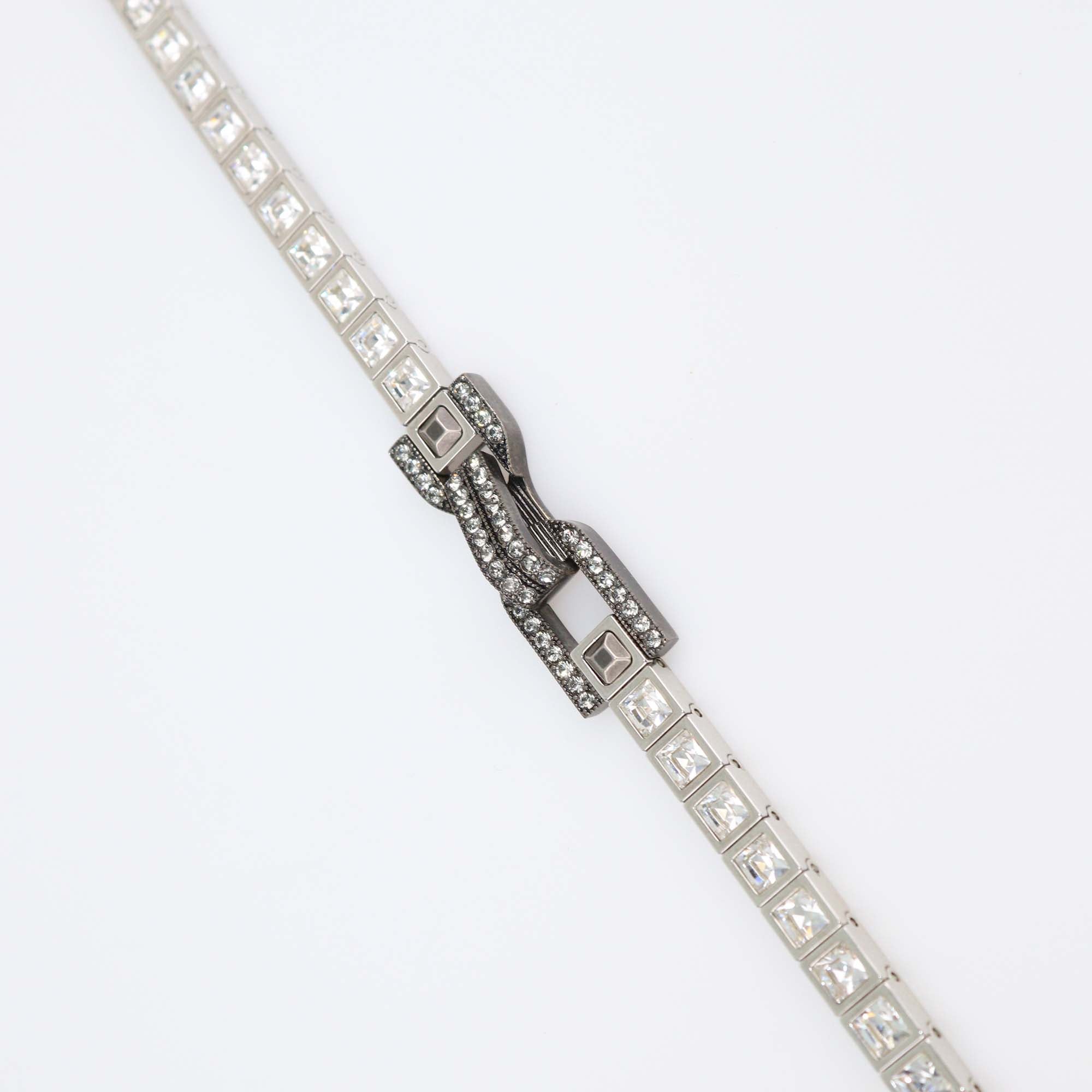 Lanvin Art-Deco Two-Tone Metal Cube Crystal Choker Necklace