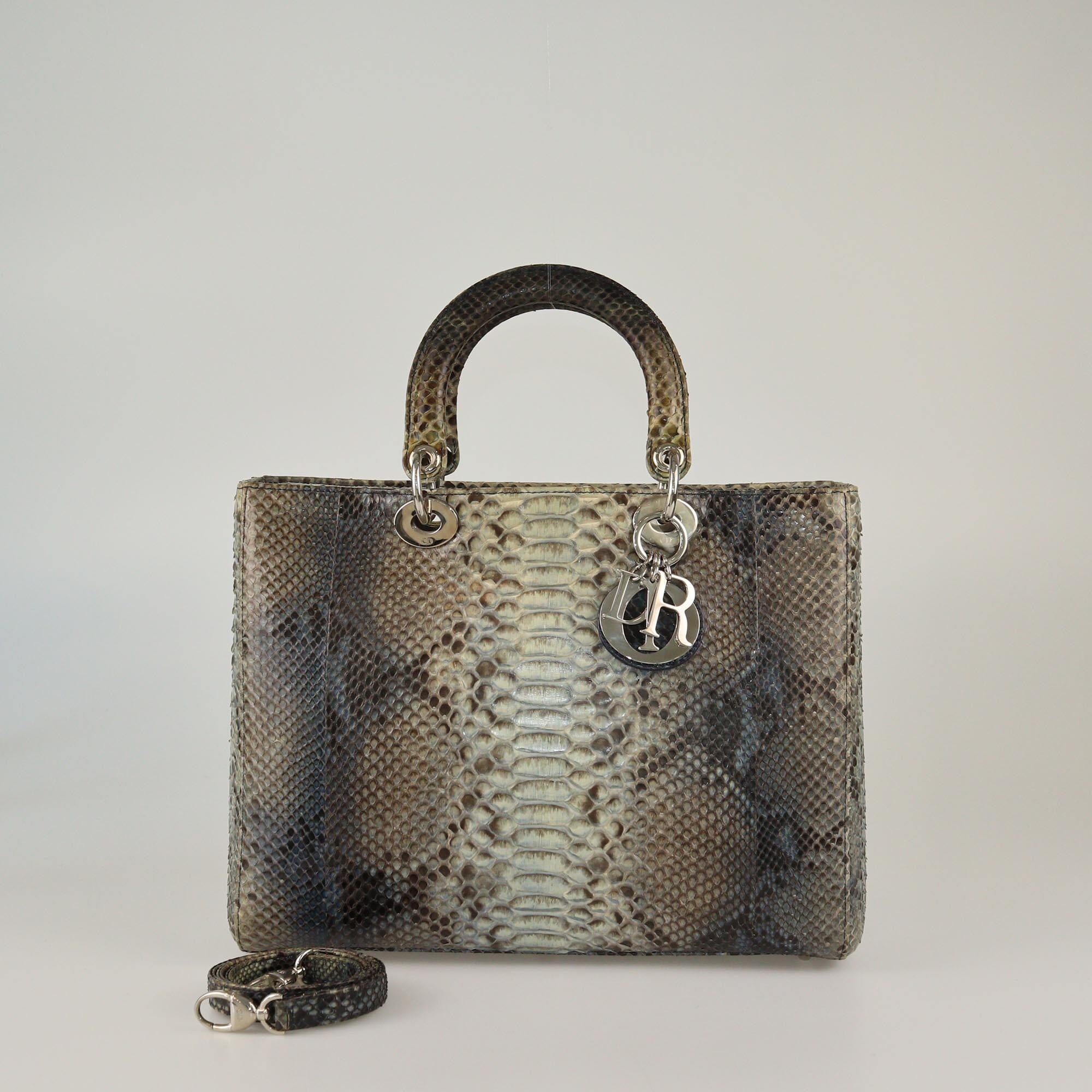 Christian Dior Multicolor Python Large Lady Dior Tote Womens Christian Dior