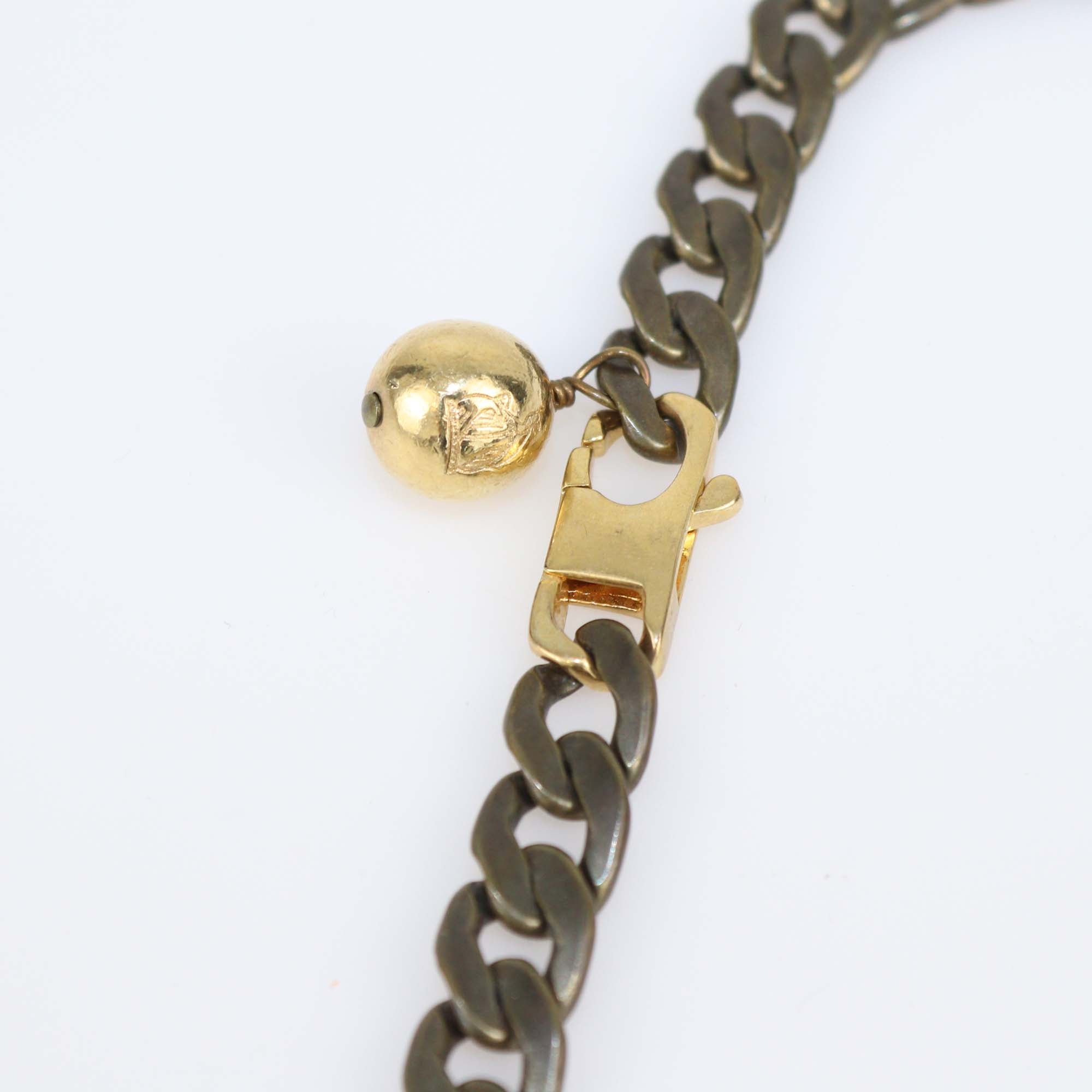 Lanvin Two-Tone Metal Chain Link 13 Crystal Choker Necklace