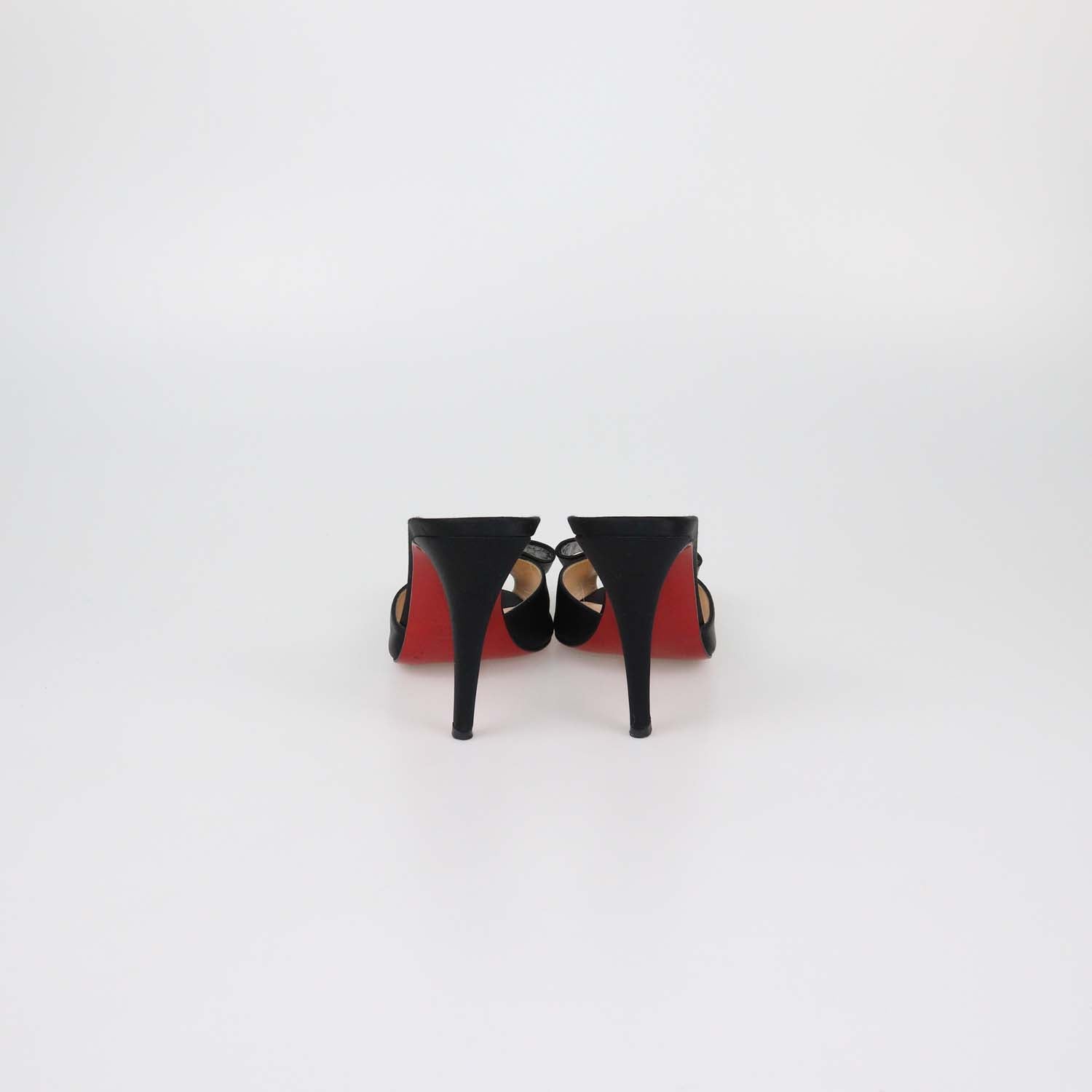 Christian Louboutin Black Satin Joli-Noeud Slide Sandals