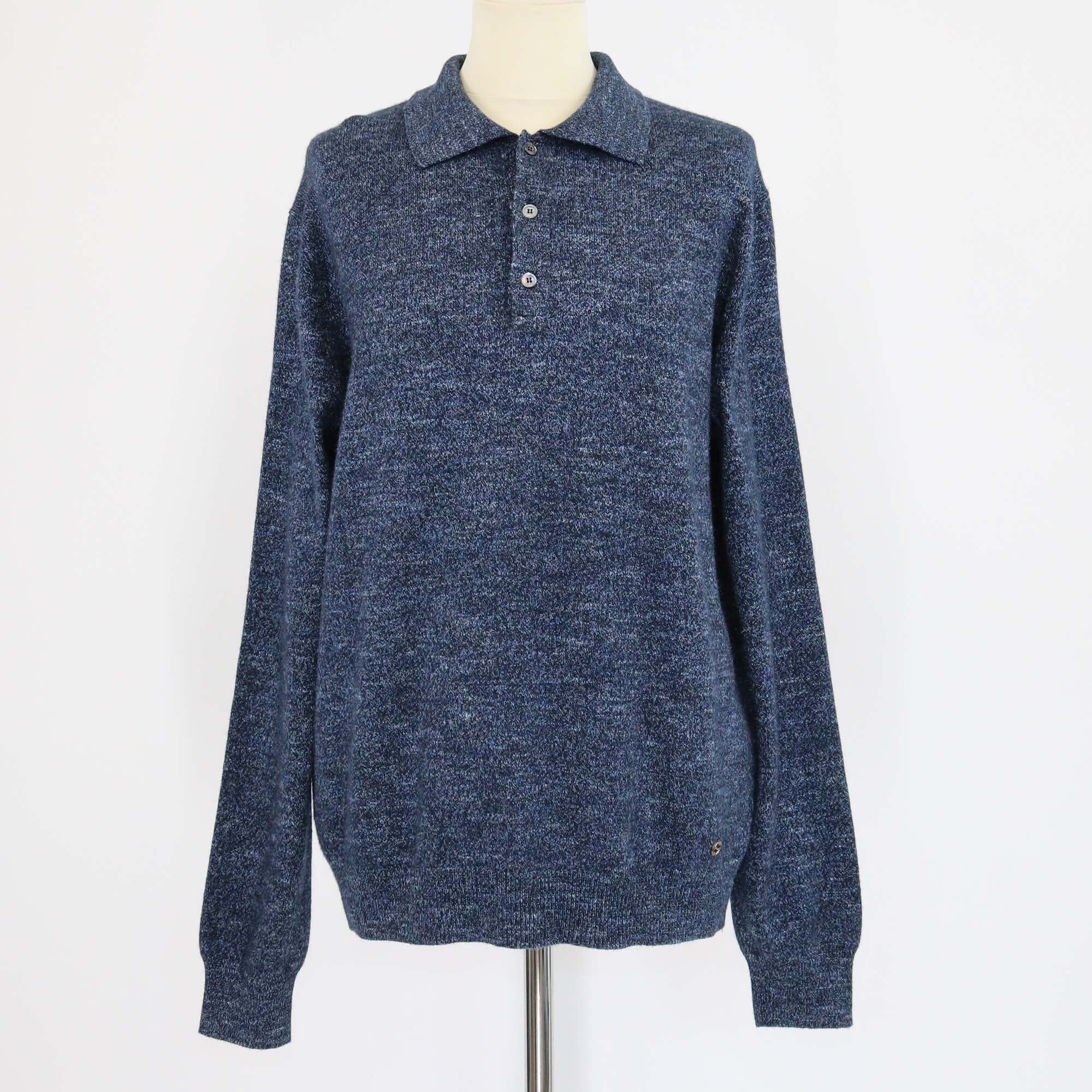 Gucci Navy Blue Knitted Long Sleeve Polo Sweater Mens Gucci