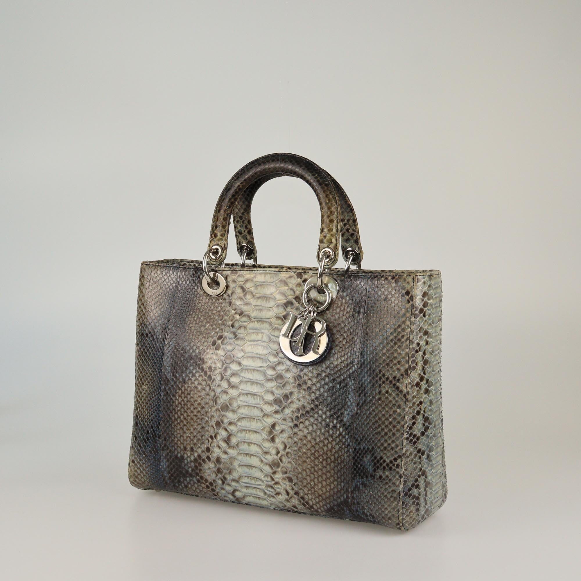 Christian Dior Multicolor Python Large Lady Dior Tote Womens Christian Dior