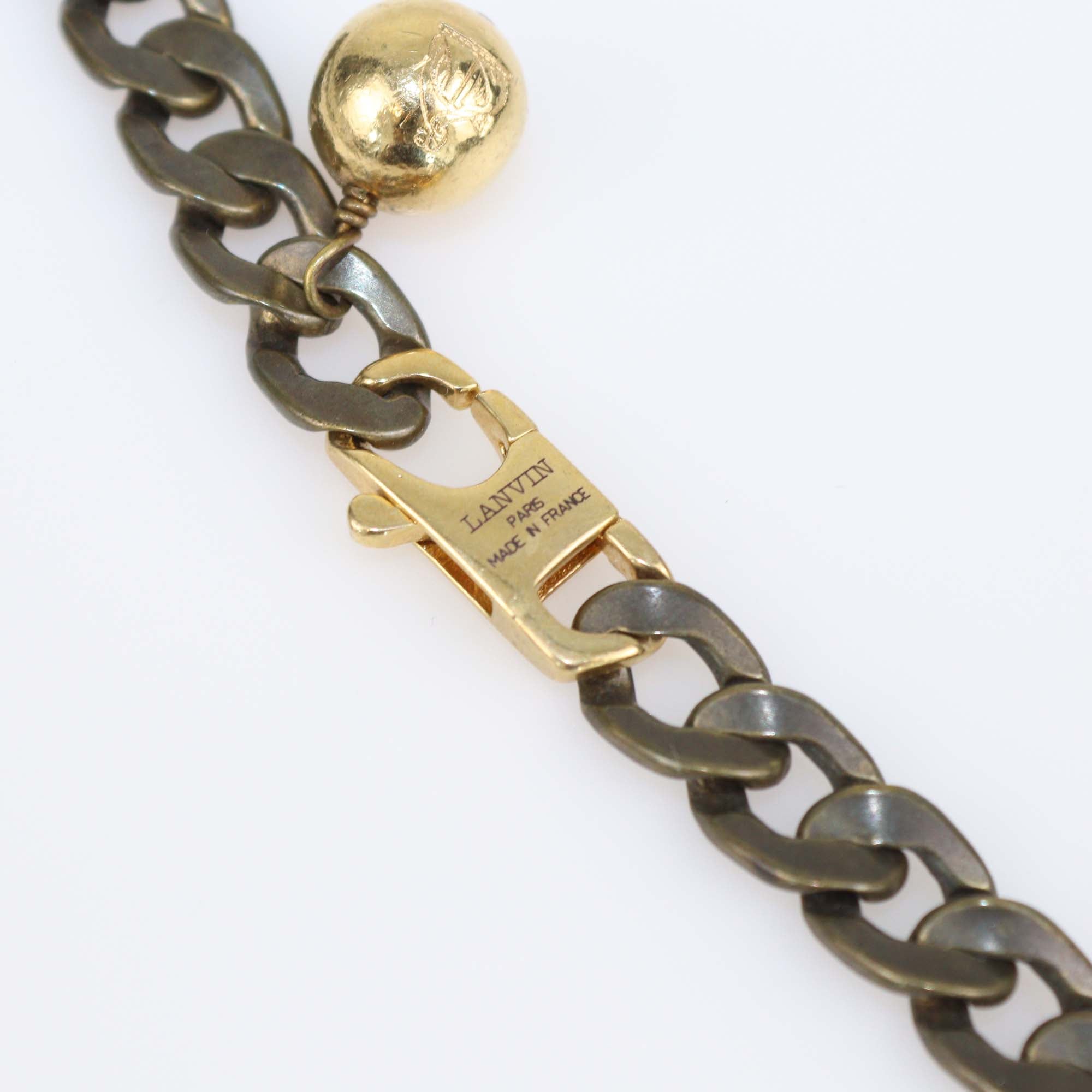 Lanvin Two-Tone Metal Chain Link 13 Crystal Choker Necklace