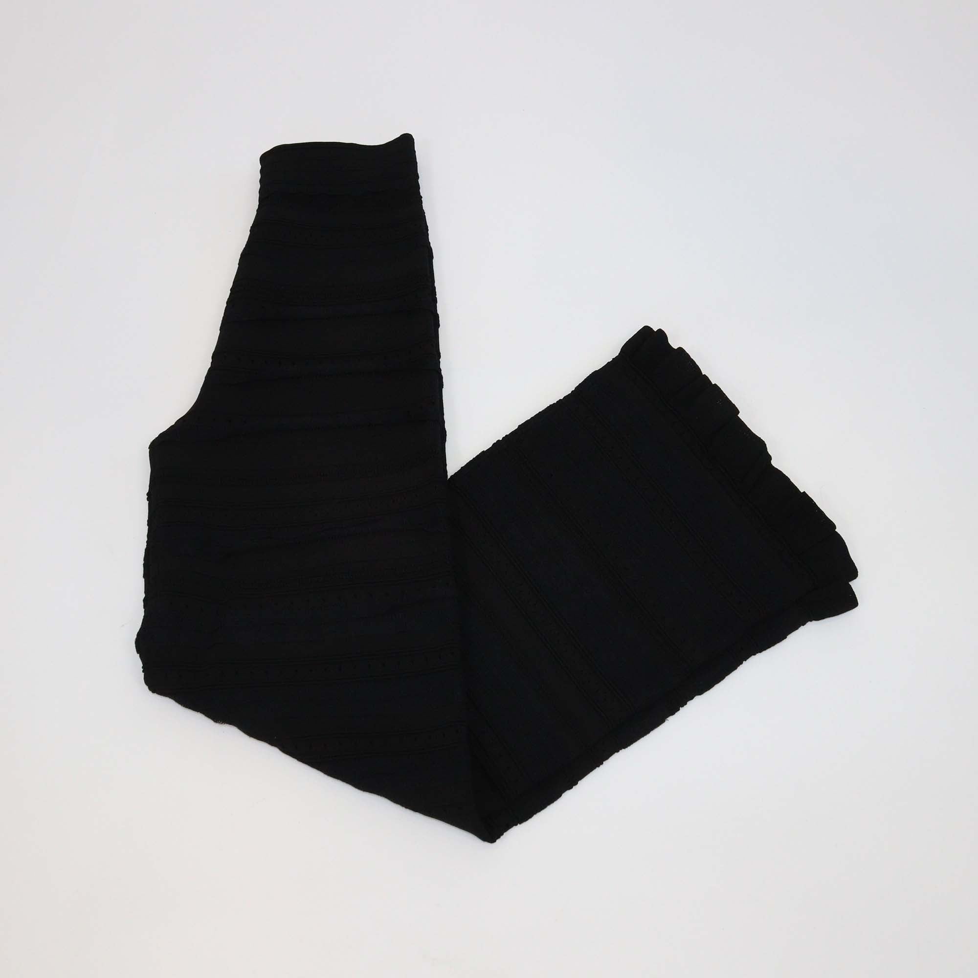 Sandro Black Blend Viscose Knitted Ruched Flared Pants