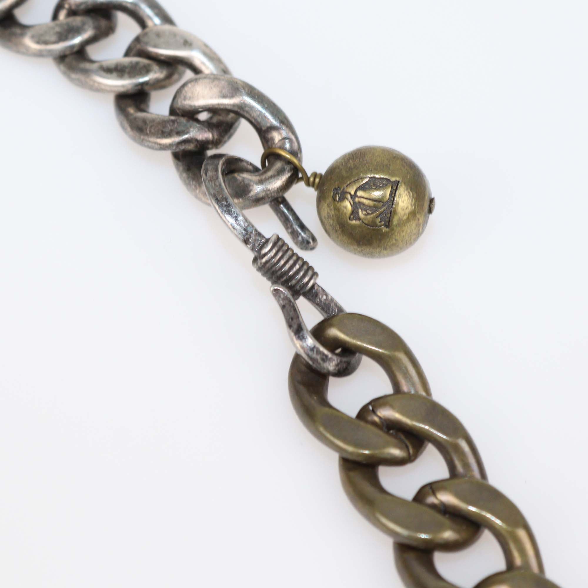 Lanvin Gunmetal Tone Green Acrylic Blaas Chain Necklace