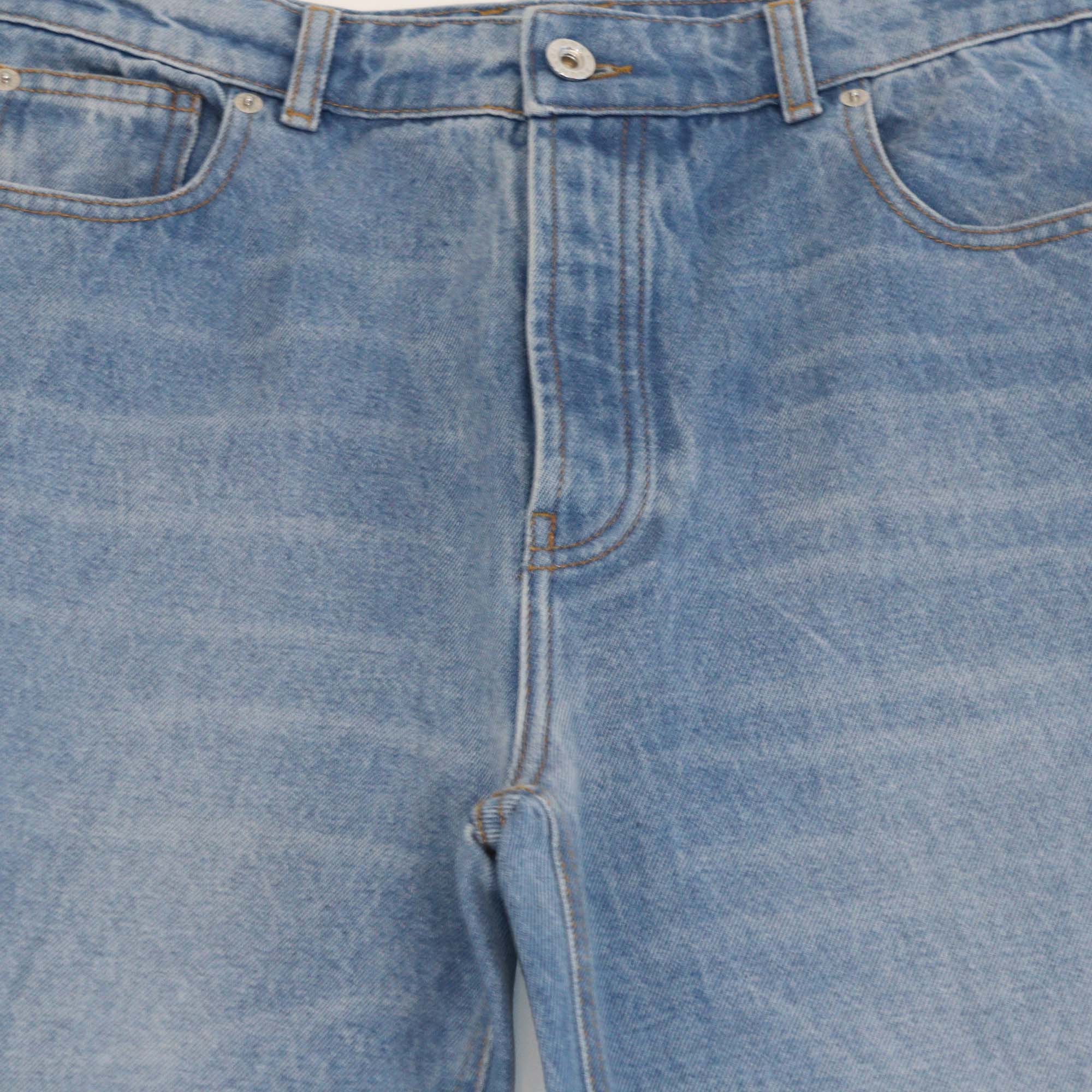 Paco Rabanne Washed Blue Denim Wide Leg Pants