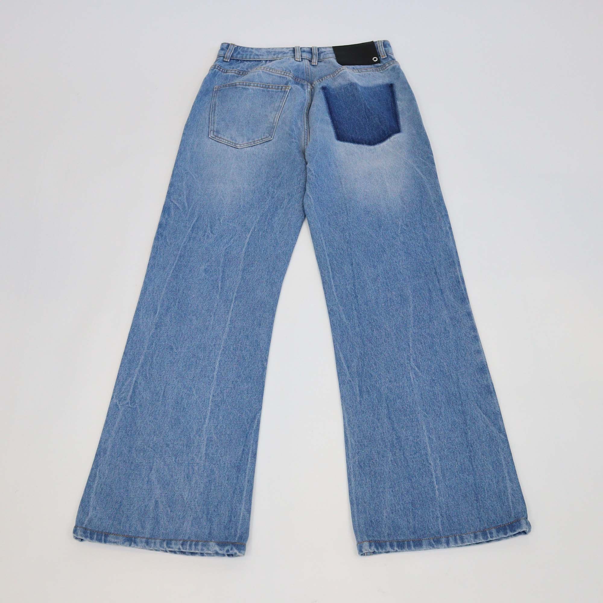 Paco Rabanne Washed Blue Denim Wide Leg Pants