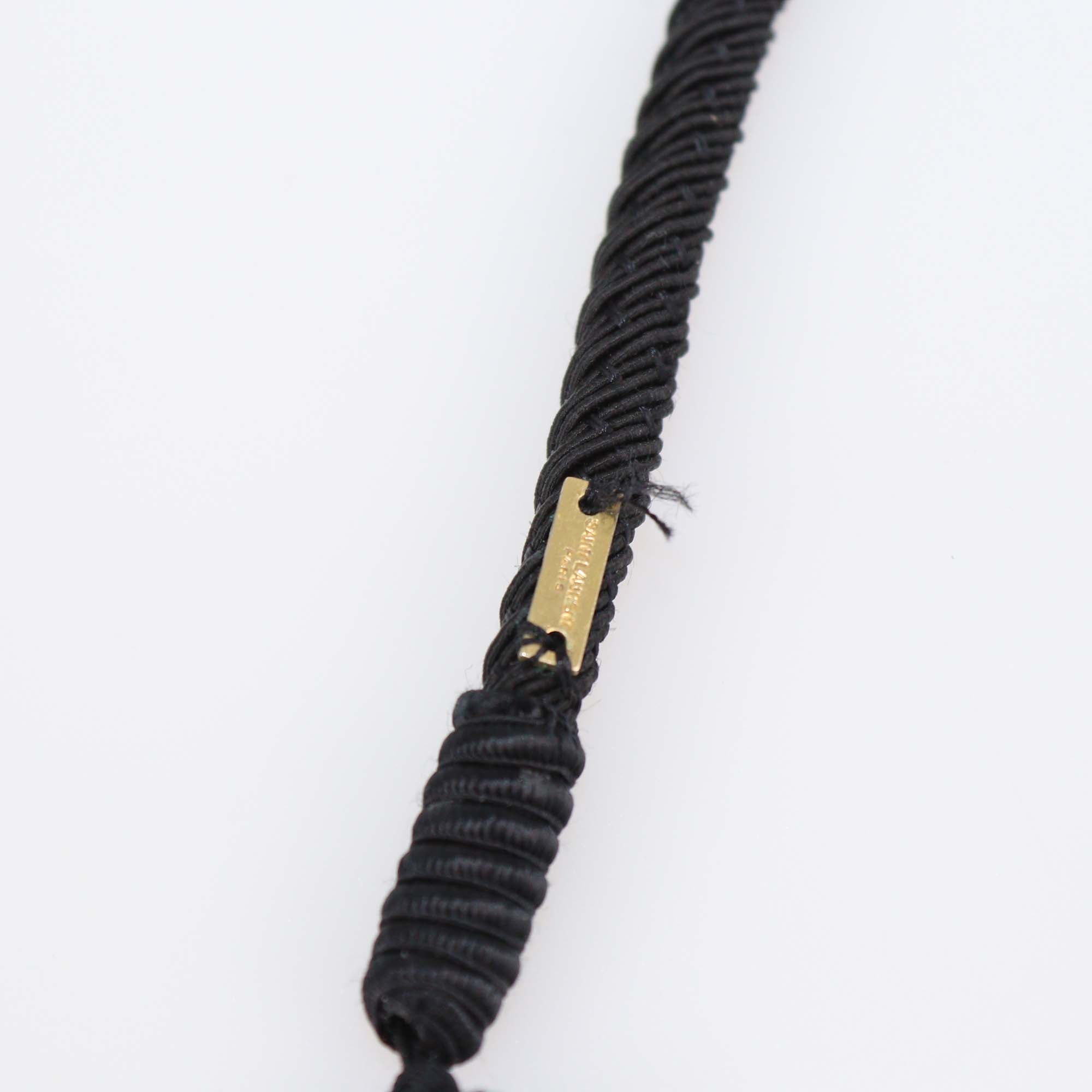 Saint Laurent Black Fabric Tassel Pendant Necklace