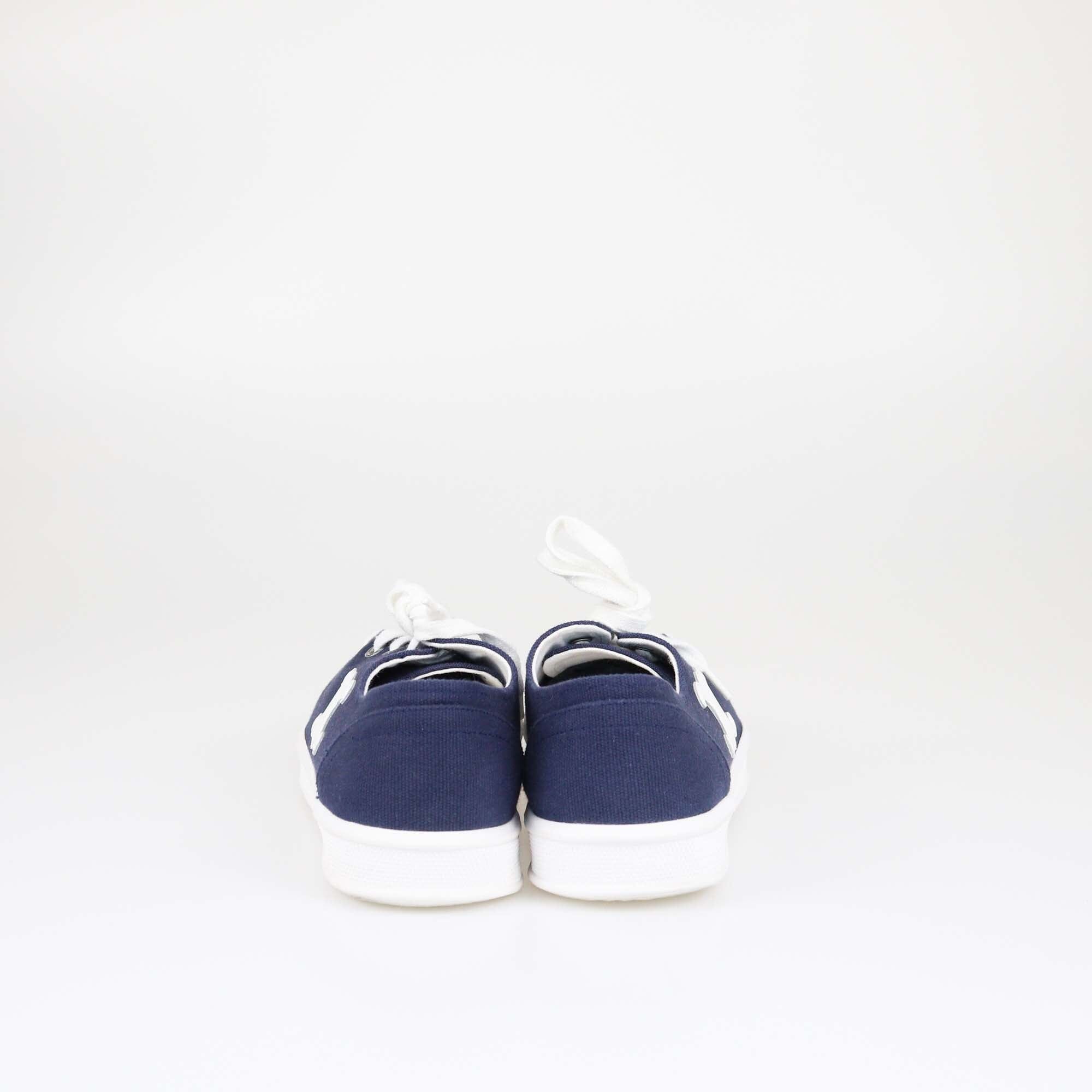 Celine Navy Blue Triomphe Jane Lace Up Low Sneakers Womens Celine