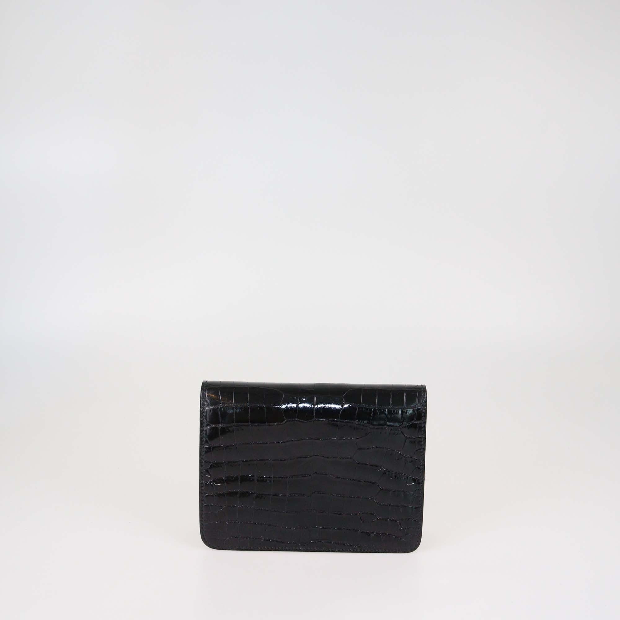 Stephane Rolland Black Crocodile Leather Crystal Limited Edition Talitha Clutch