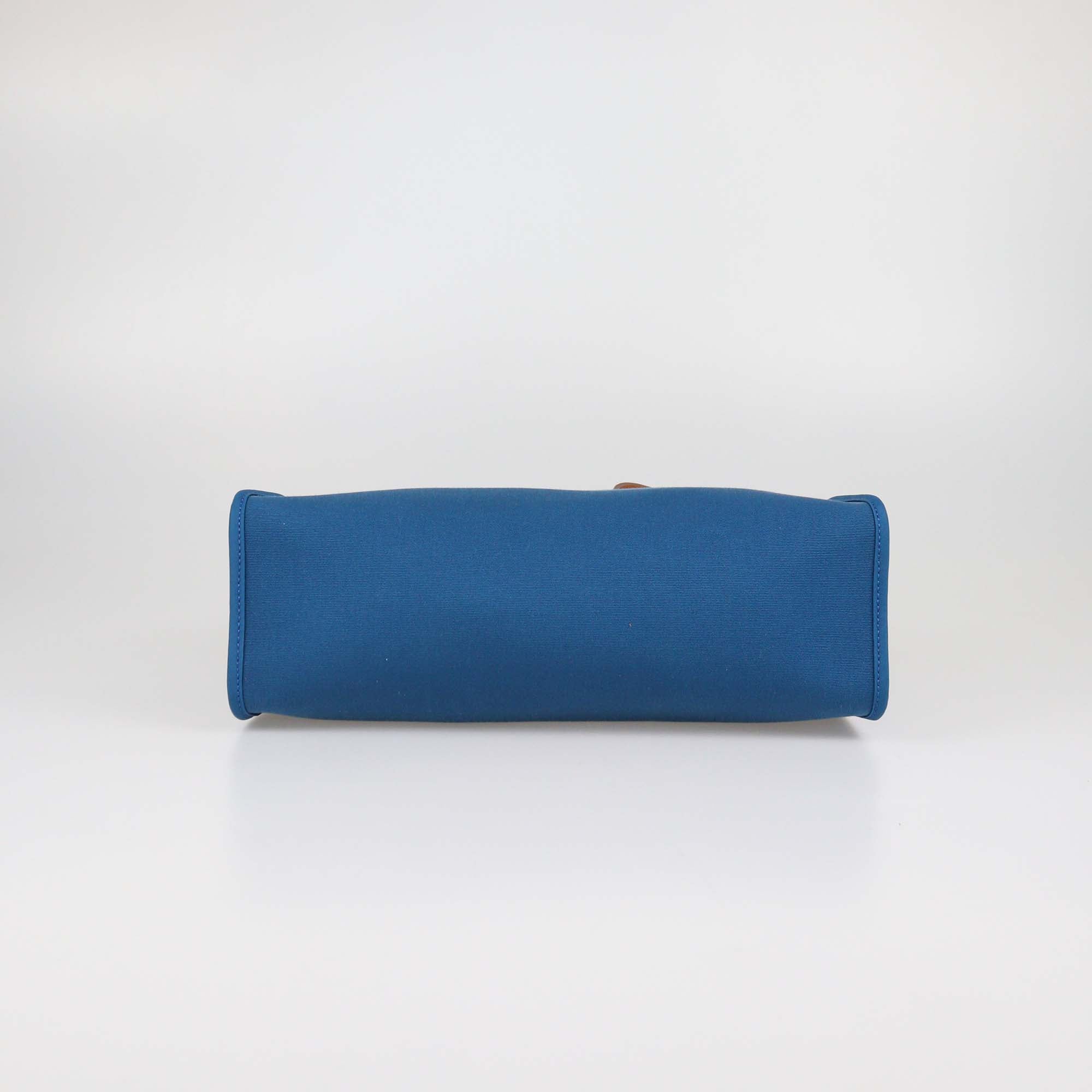 Hermes Blue Izmir/Natural Canvas and Leather Herbag Zip 31 Bag