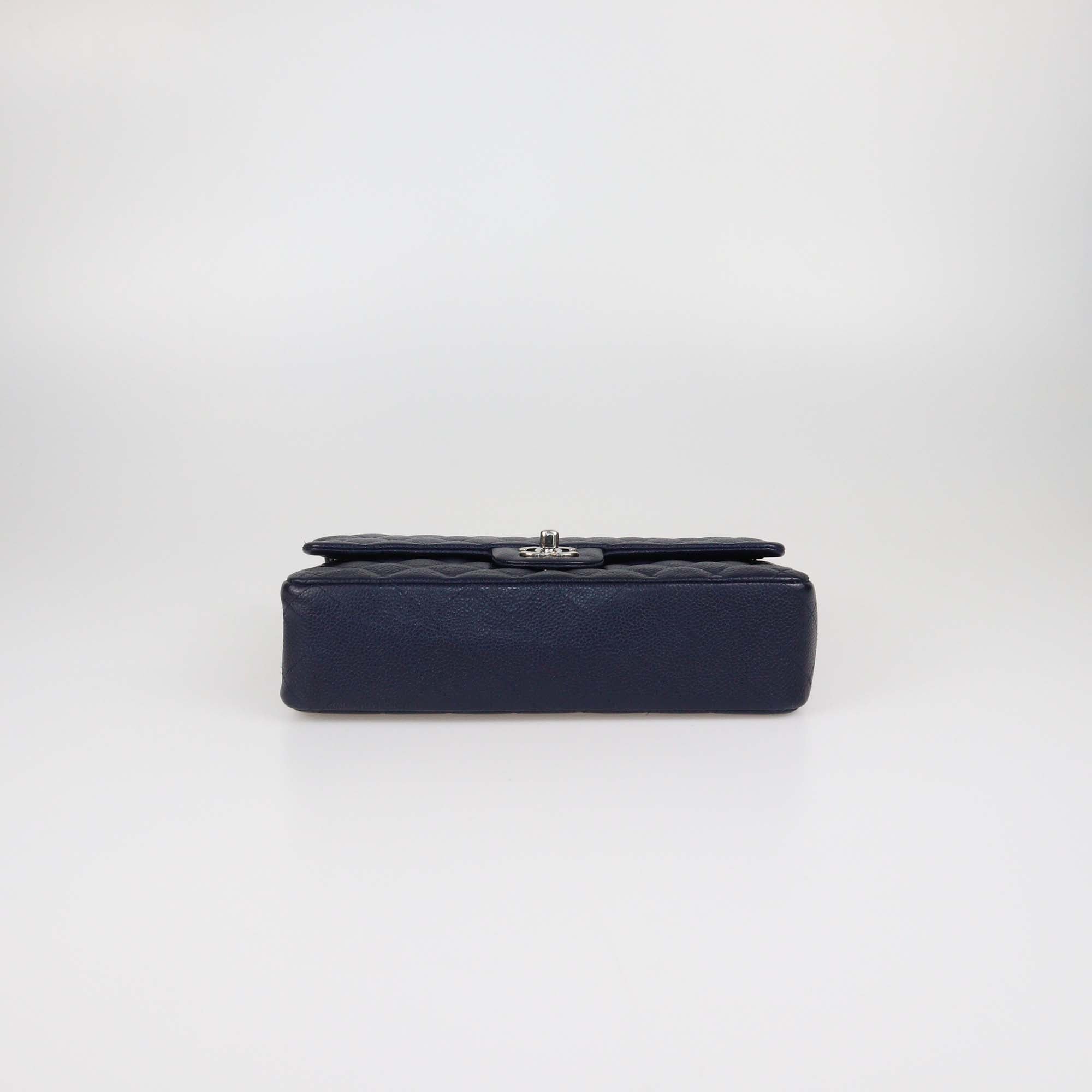 Chanel Navy Blue Caviar Leather Medium Classic Double Flap Bag