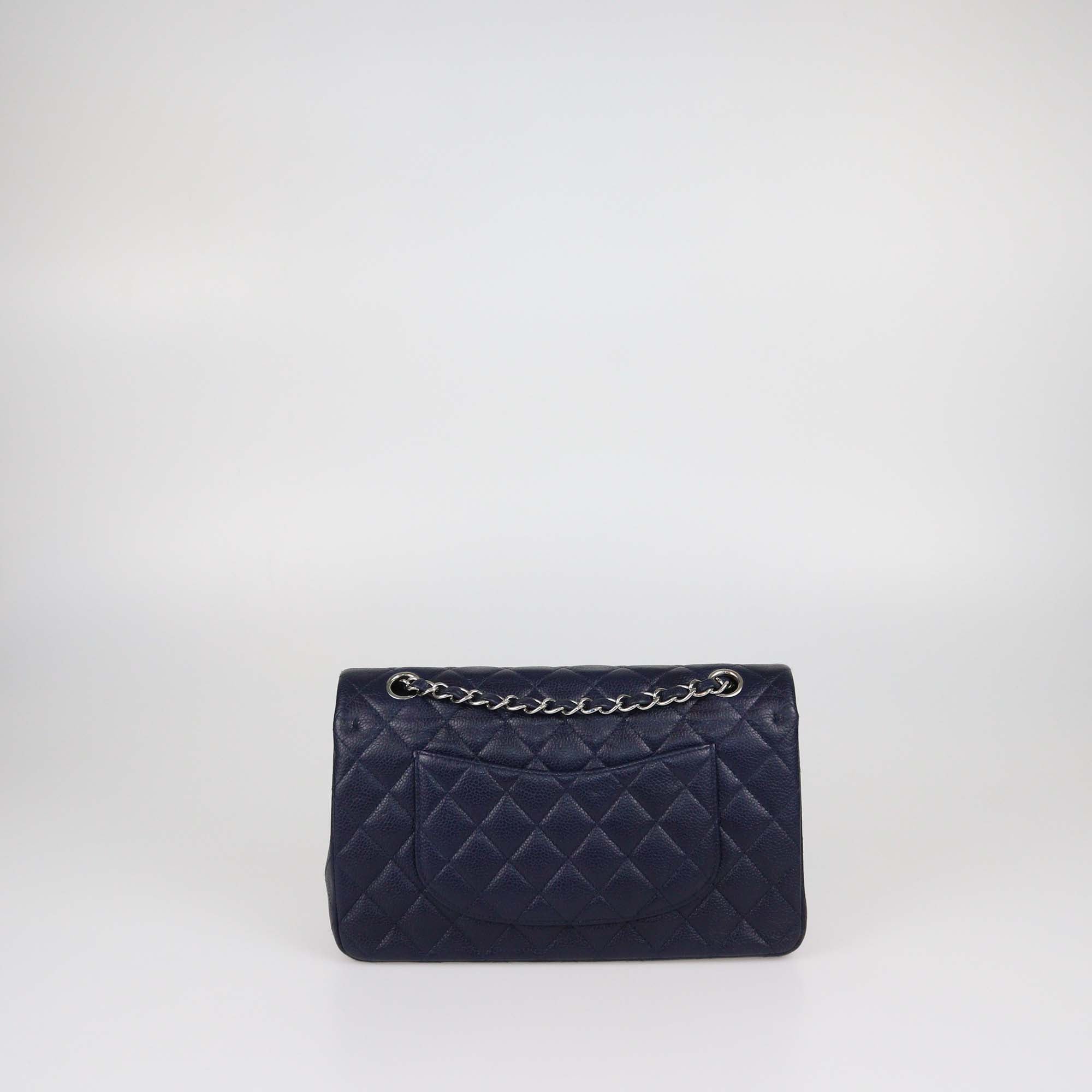 Chanel Navy Blue Caviar Leather Medium Classic Double Flap Bag