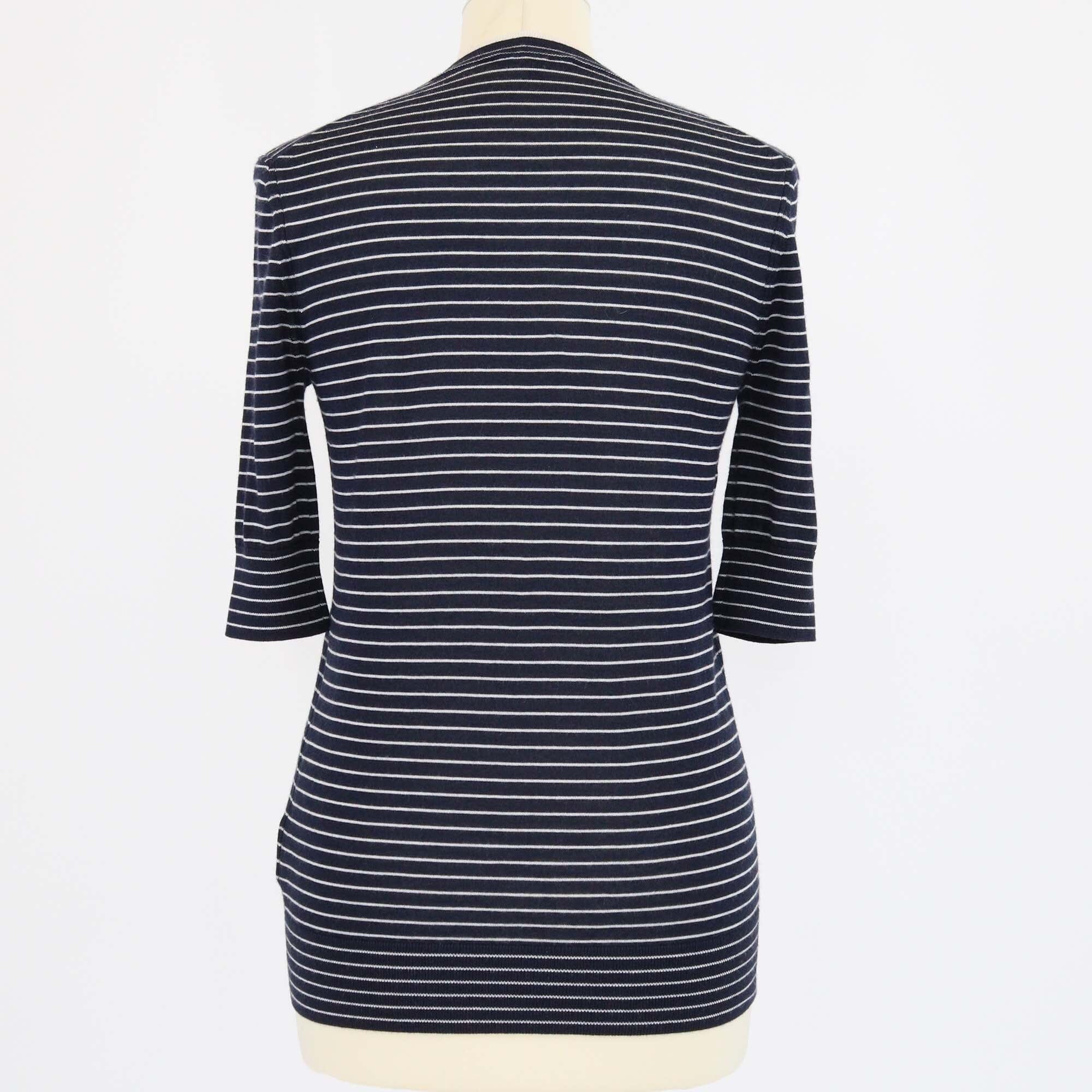 Loro Piana Navy Blue/White Knitted Striped Long Sleeve Top Womens Loro Piana