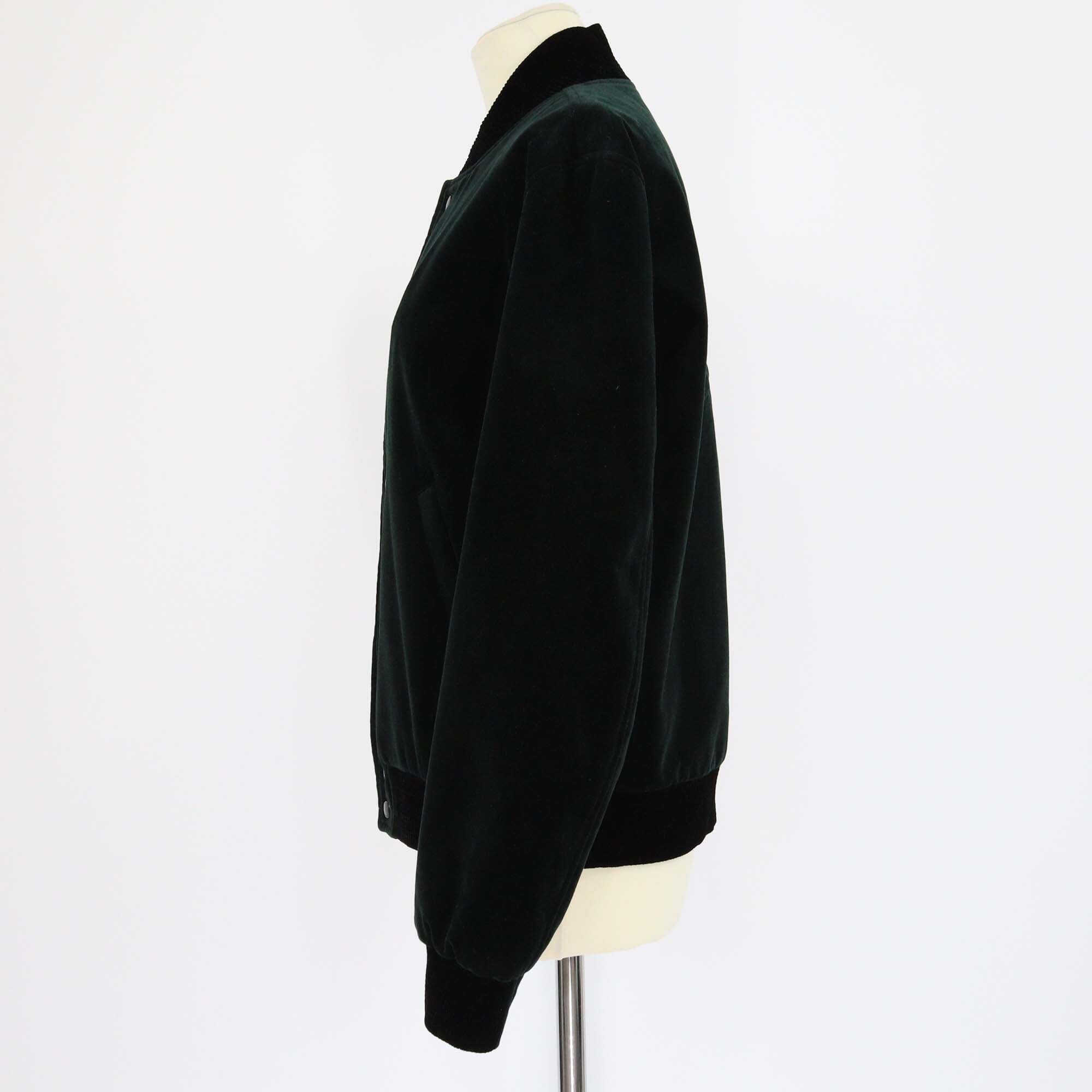 Saint Laurent Dark Forest Velvet Teddy Varsity Jacket Mens Saint Laurent