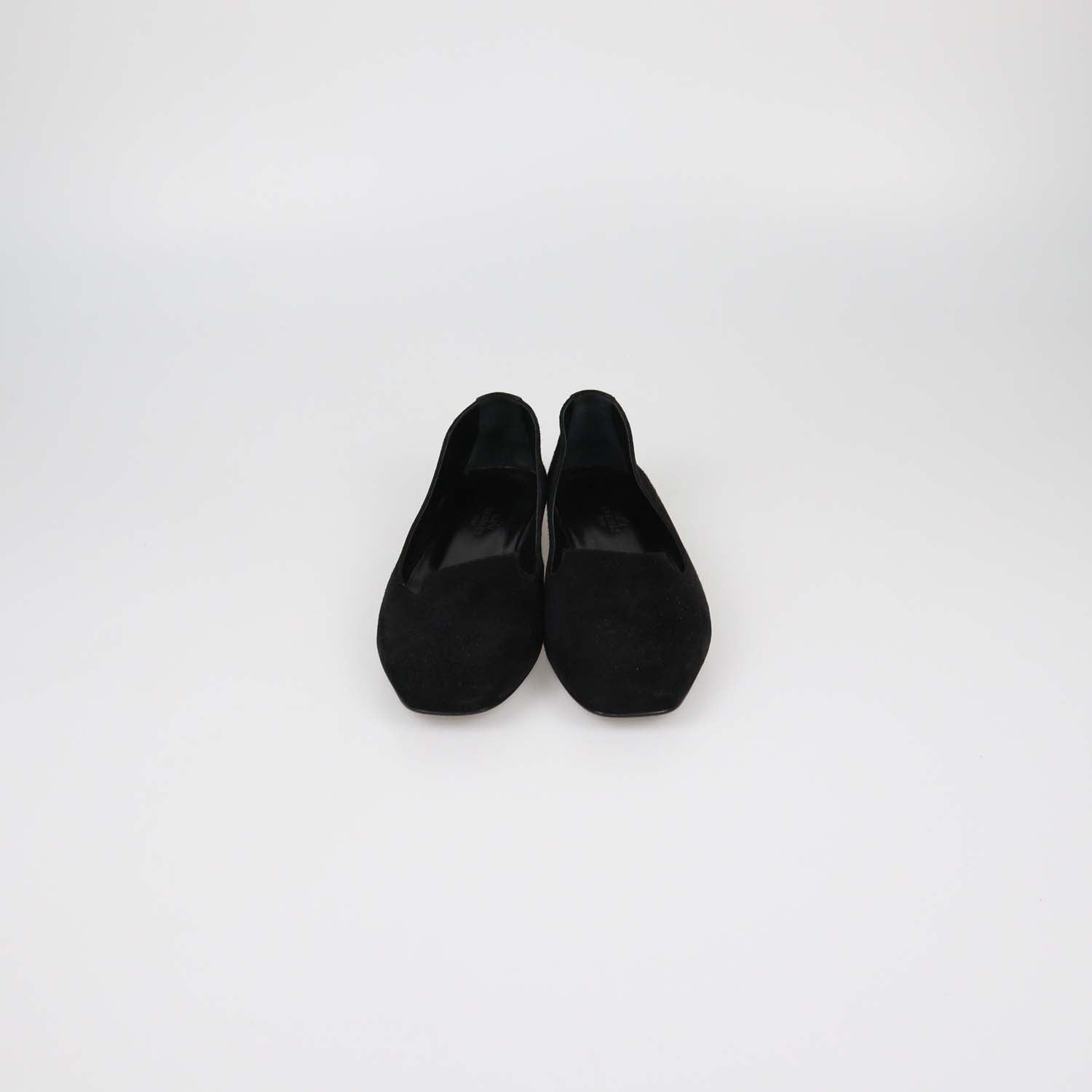 Hermes Black Suede Holy Slip On Flats