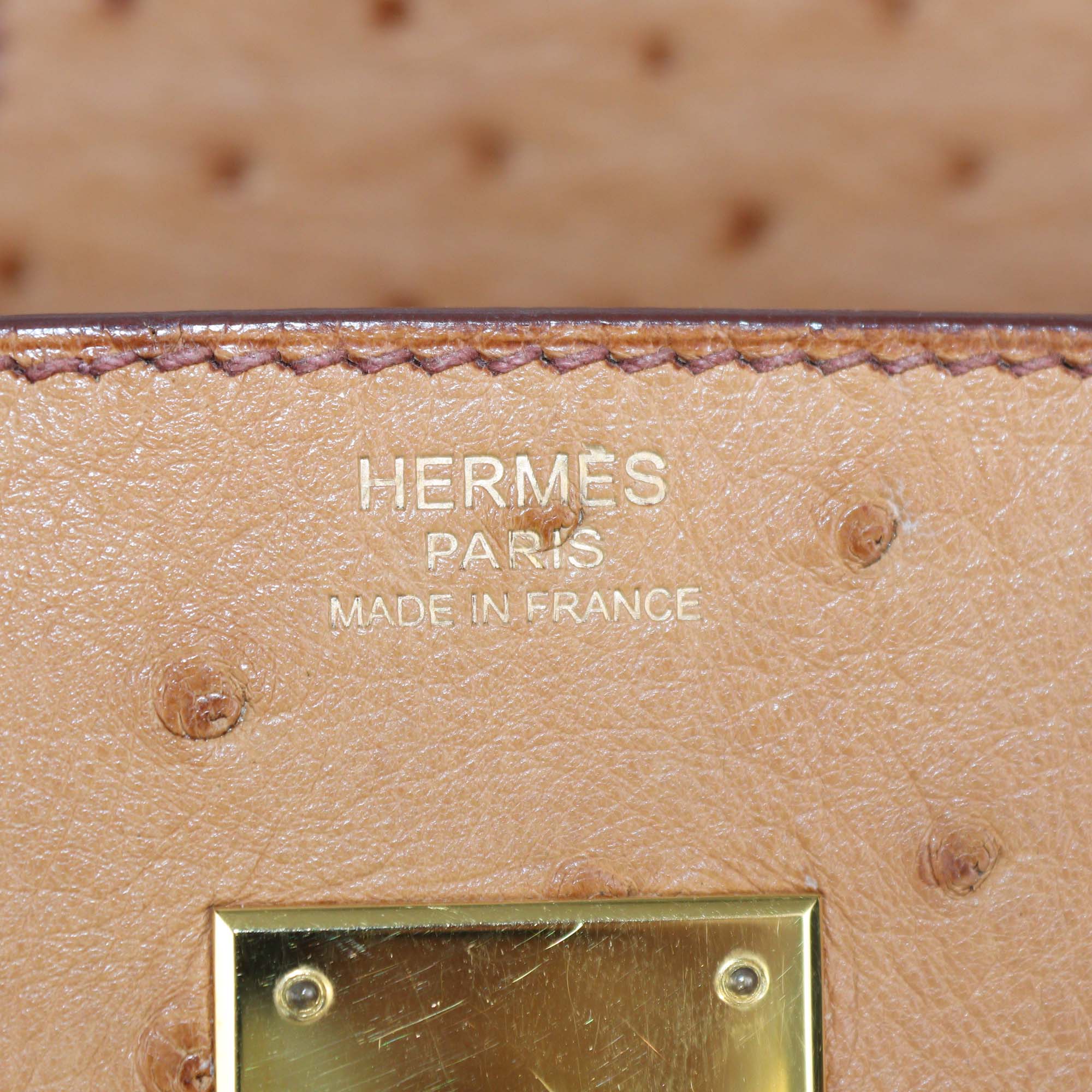 Hermes Gold Ostrich Gold Hardware Birkin 30 Bag