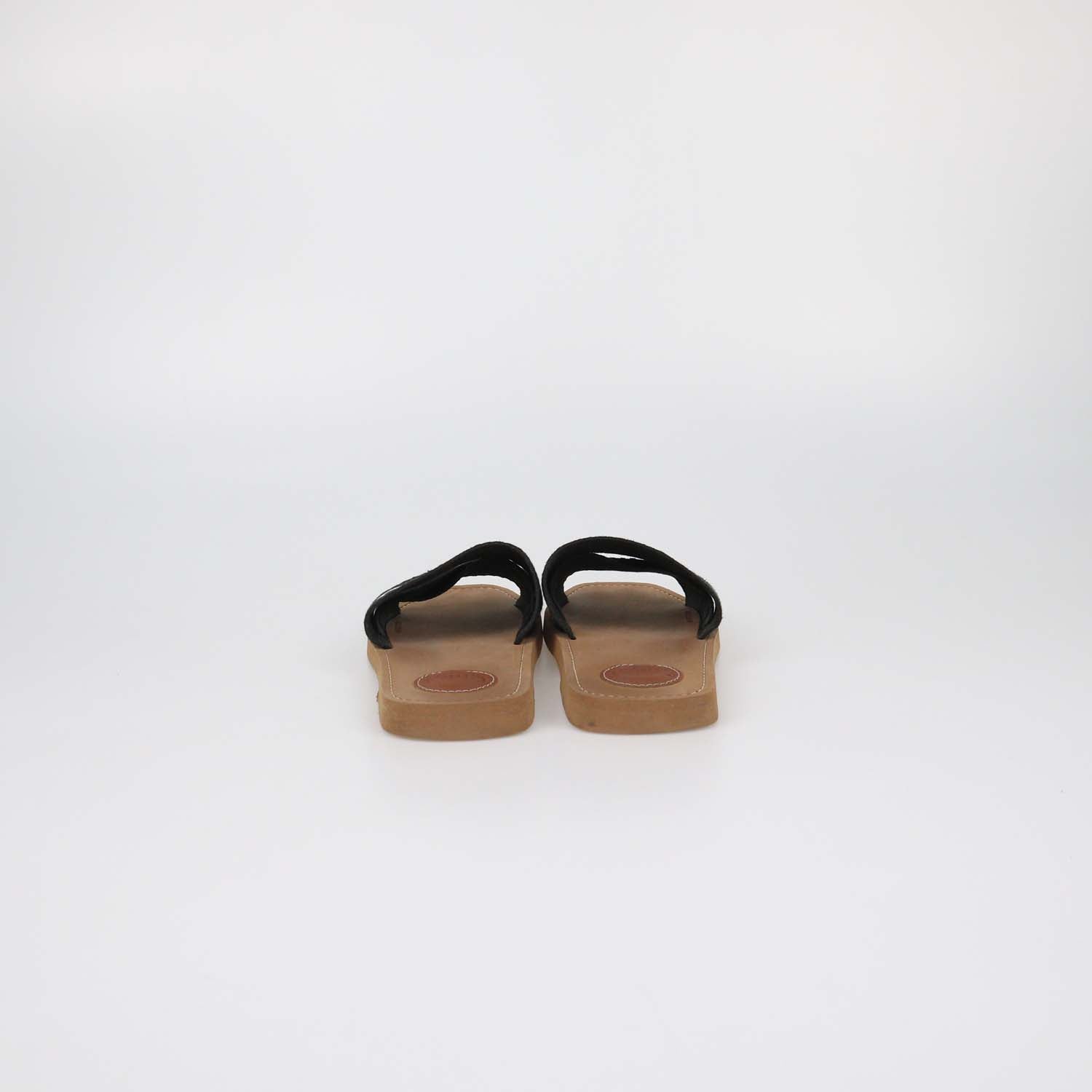 Chloe Black Canvas Logo Woody Flat Slide