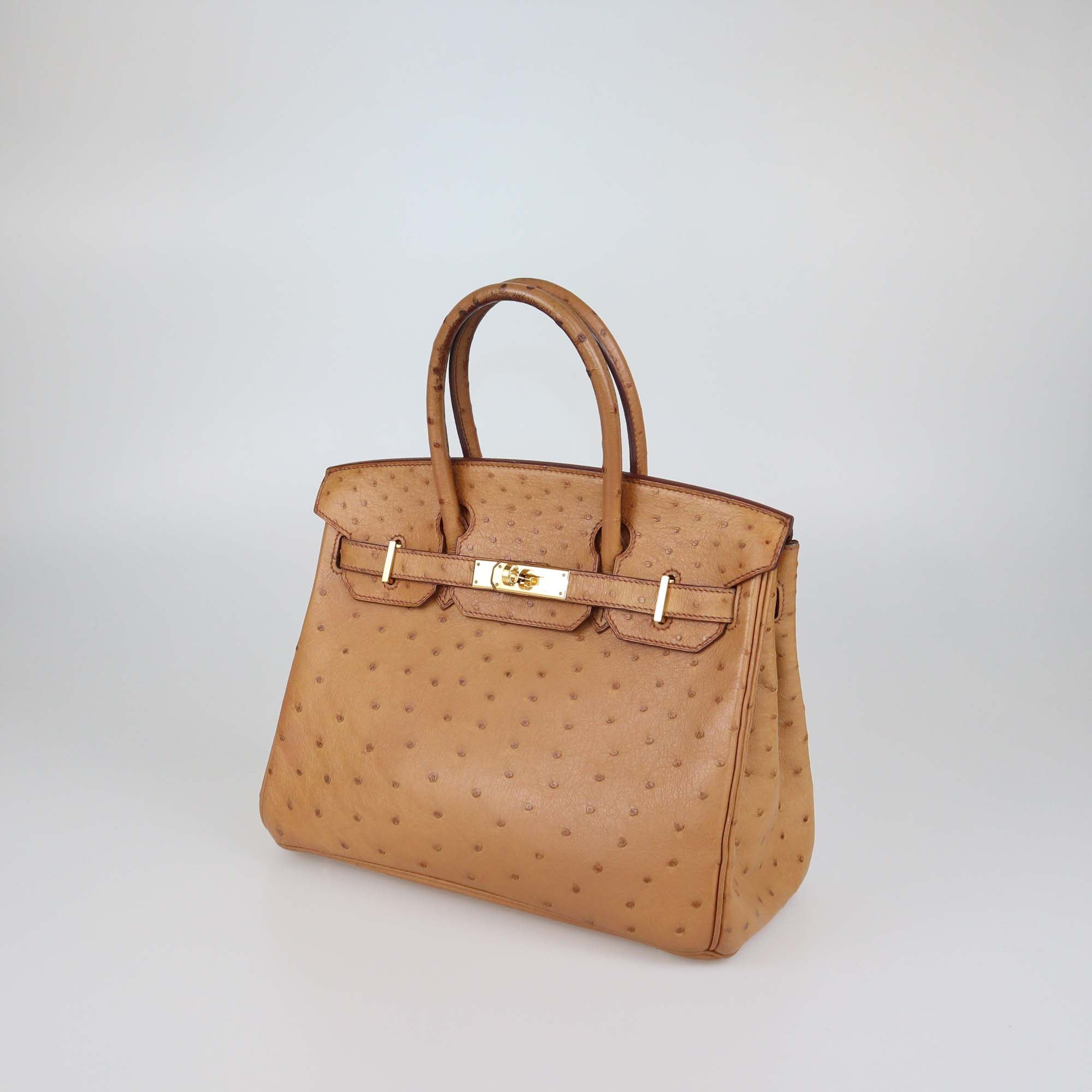 Hermes Gold Ostrich Gold Hardware Birkin 30 Bag