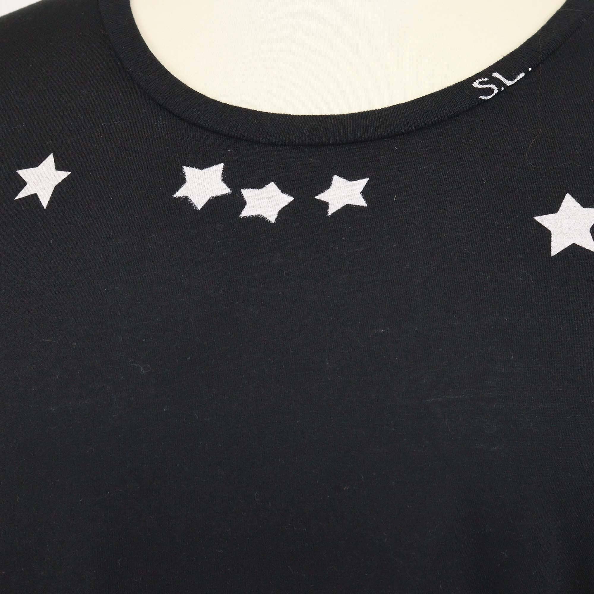 Saint Laurent Black Star Print Cap Sleeve T Shirt Womens Saint Laurent
