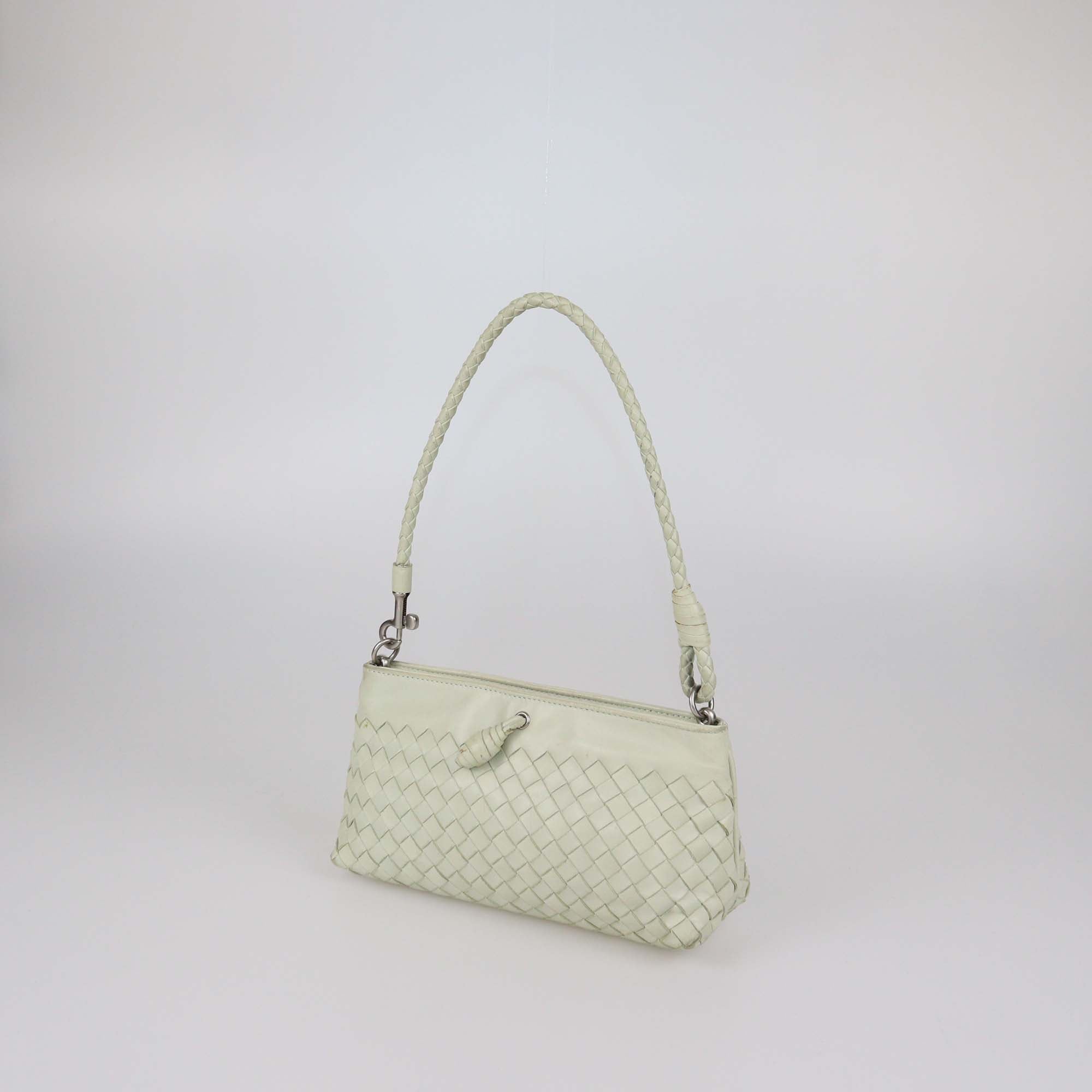 Bottega Veneta Cream Intrecciato Leather Frame Pochette