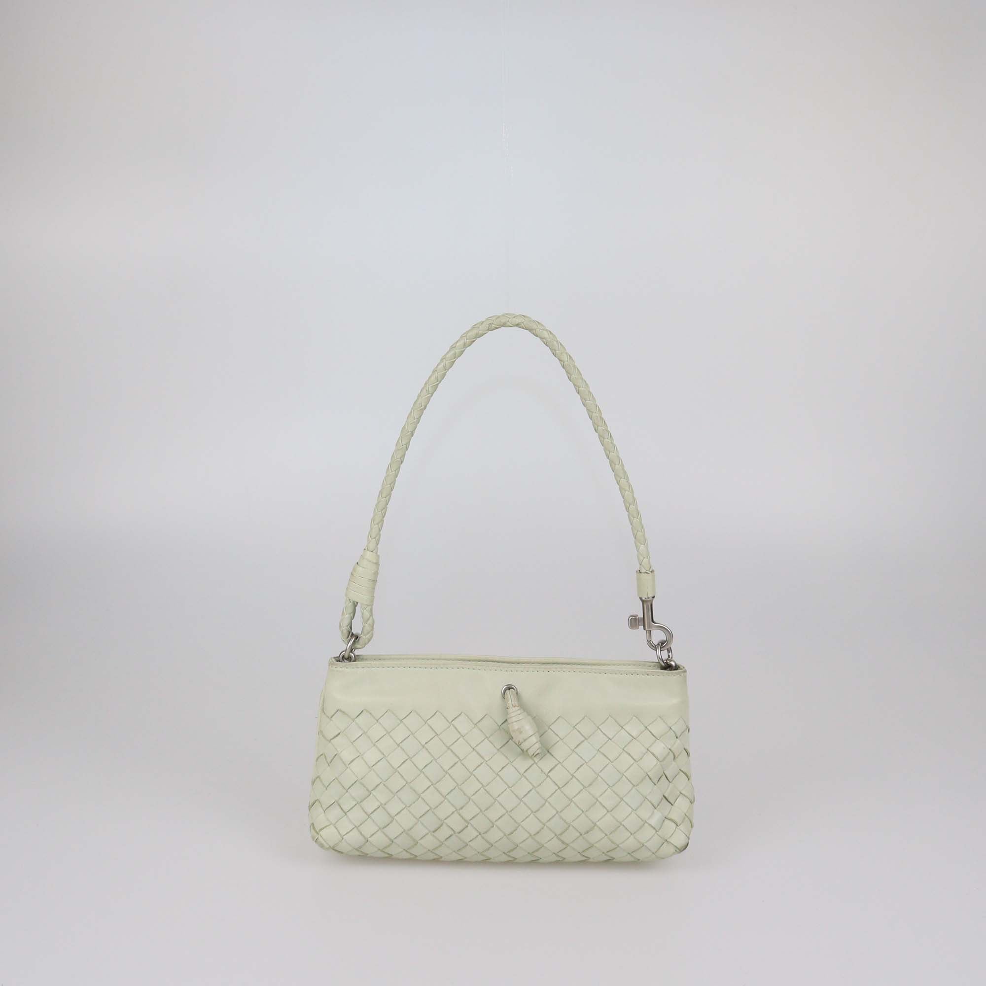 Bottega Veneta Cream Intrecciato Leather Frame Pochette