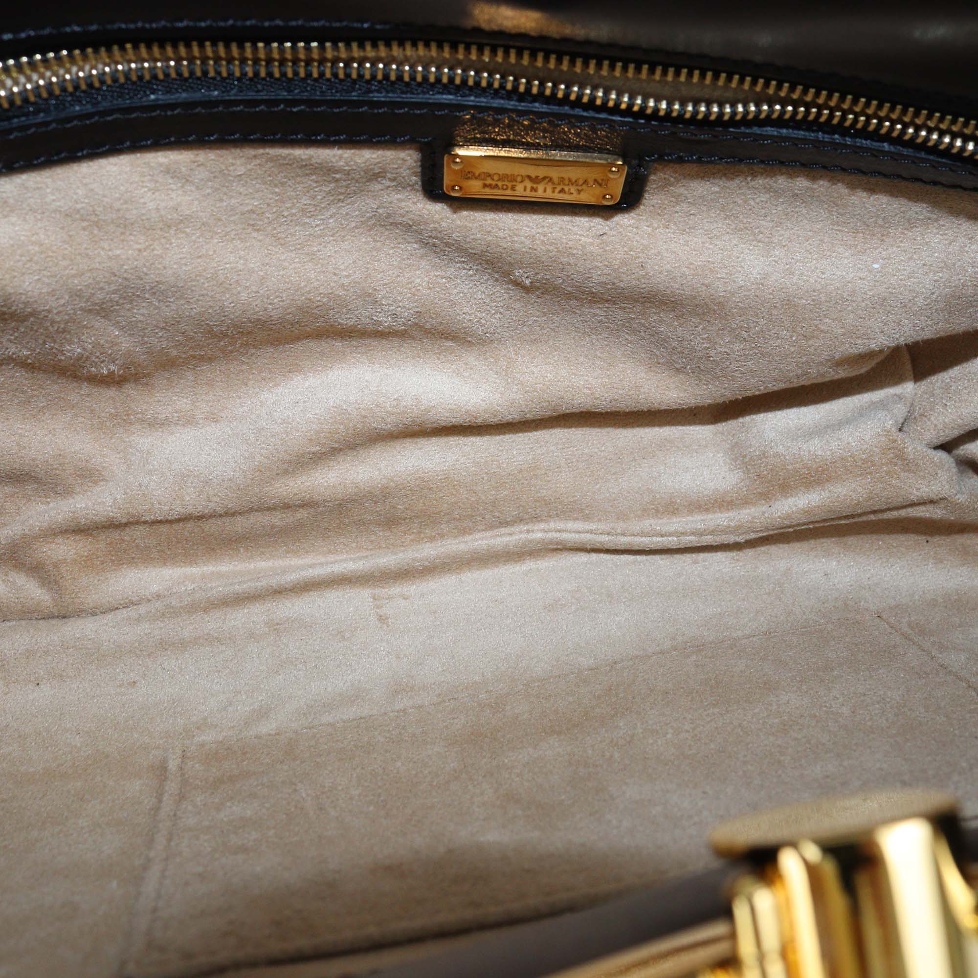 Emporio Armani Olive Green Velvet Frame Strap Clutch