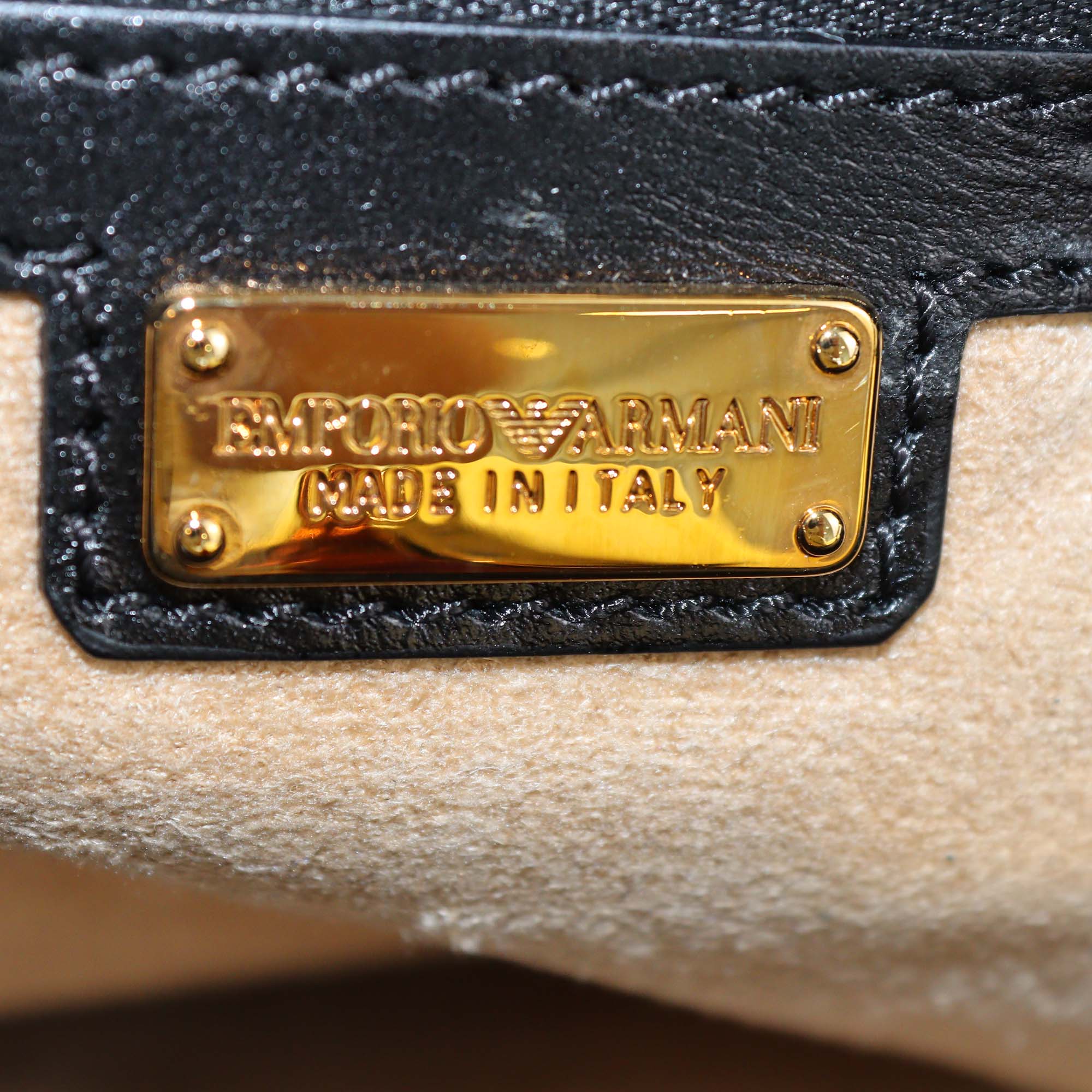 Emporio Armani Olive Green Velvet Frame Strap Clutch