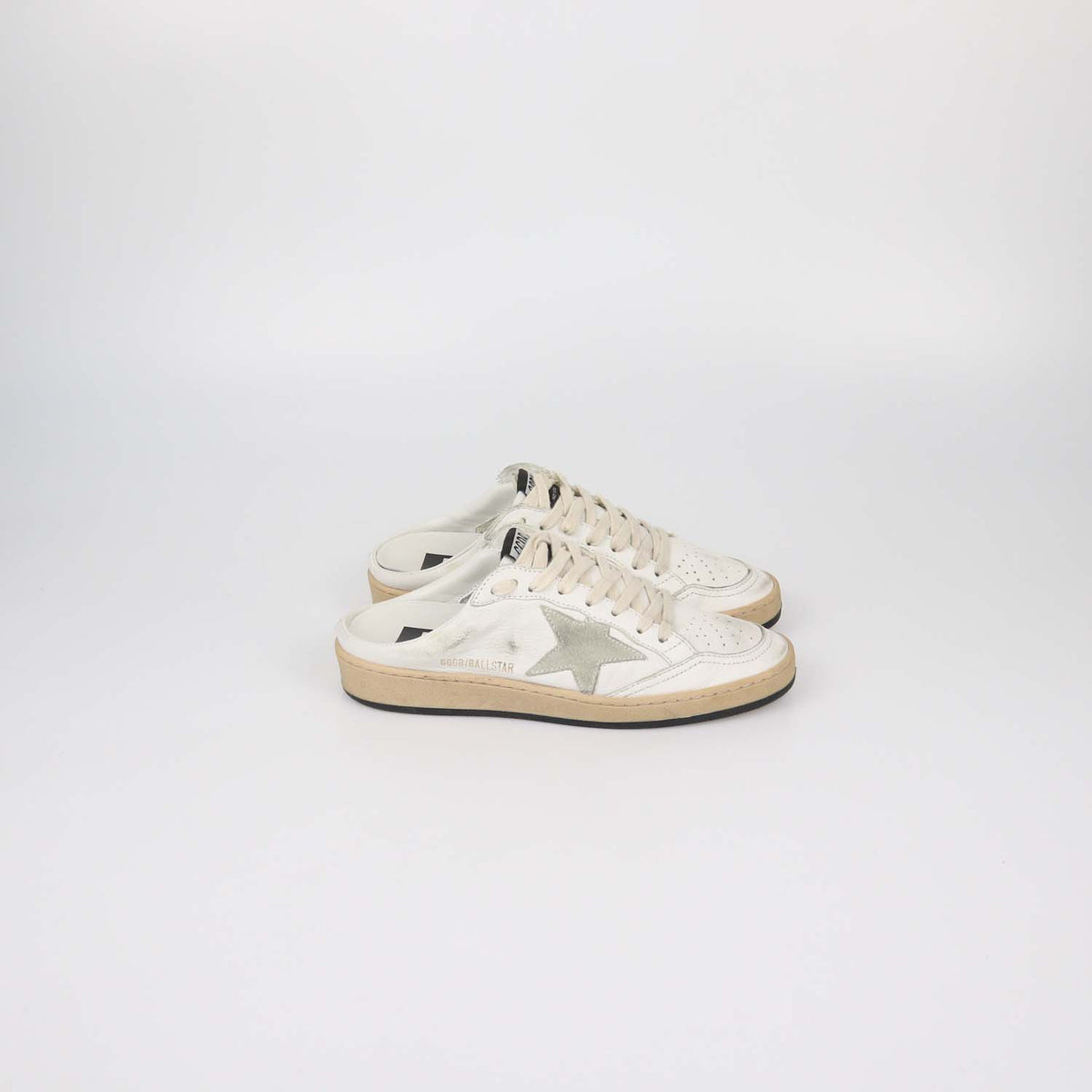 Golden Goose White Leather Ballstar Sabot Mules