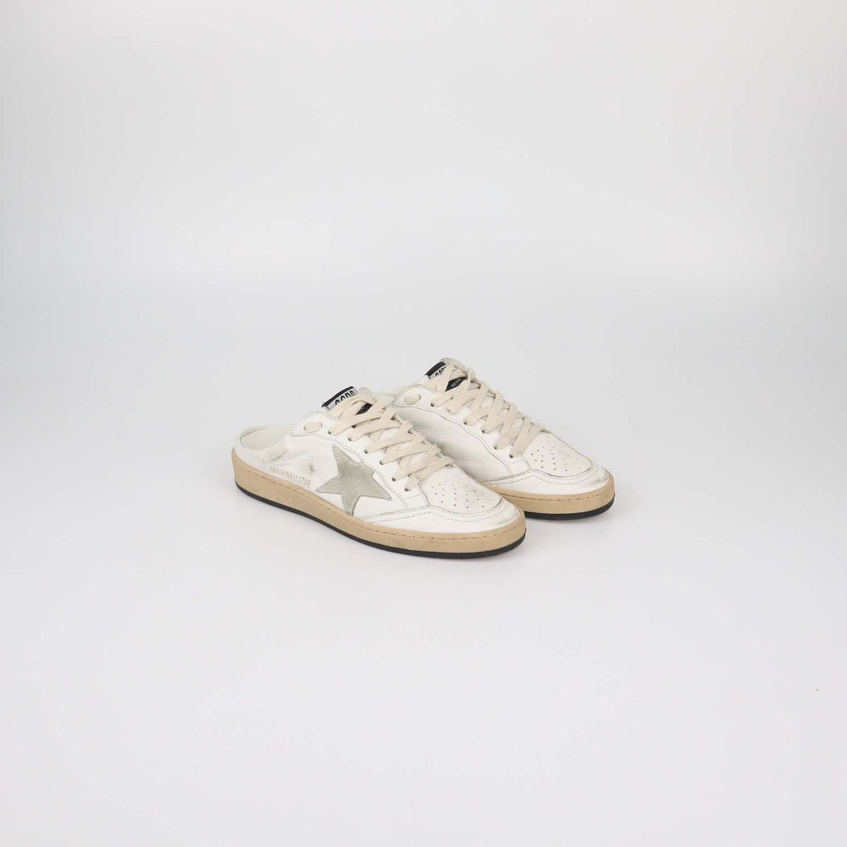 Golden Goose White Leather Ballstar Sabot Mules