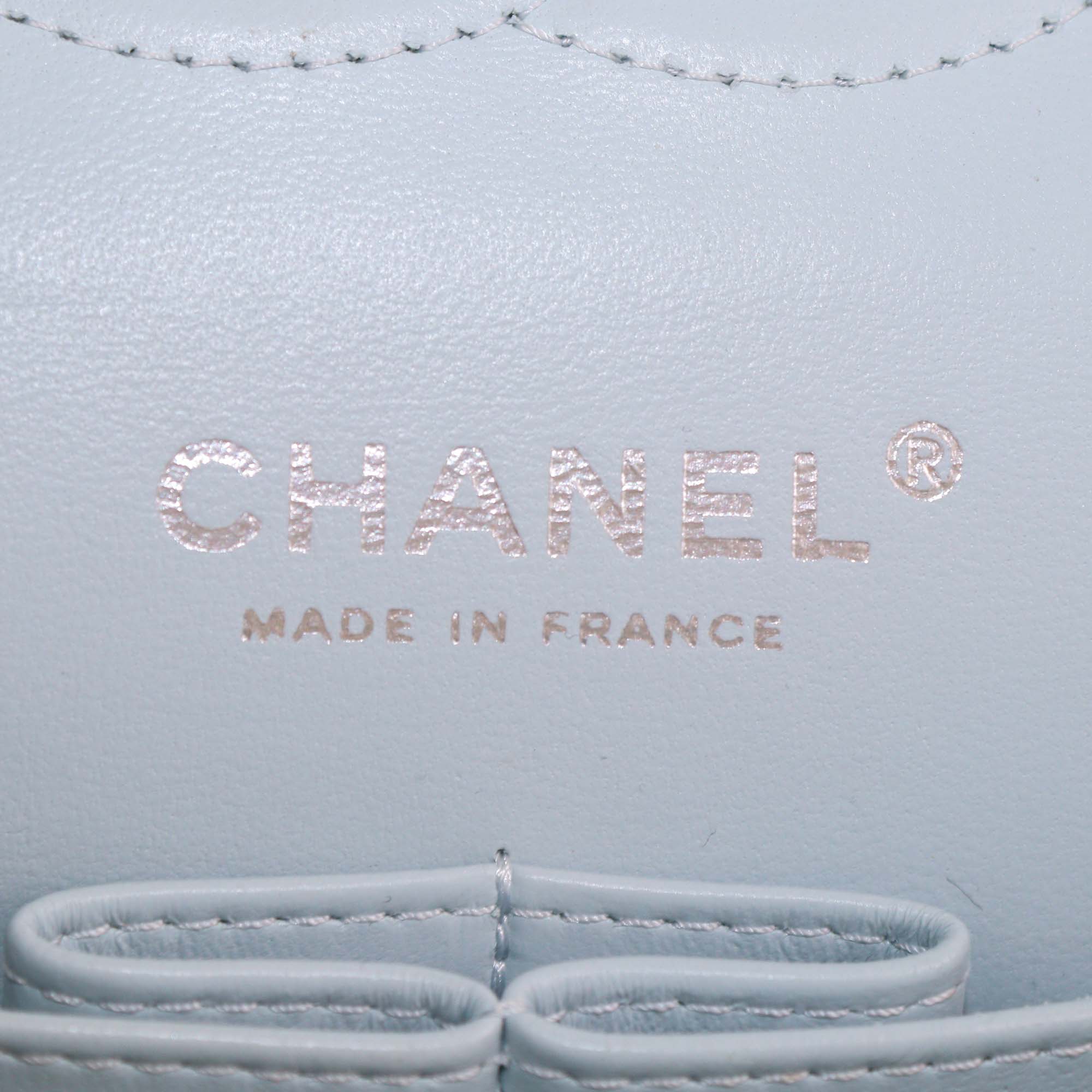 Chanel Light Green Quilted Caviar Leather Medium Classic Double Flap Bag