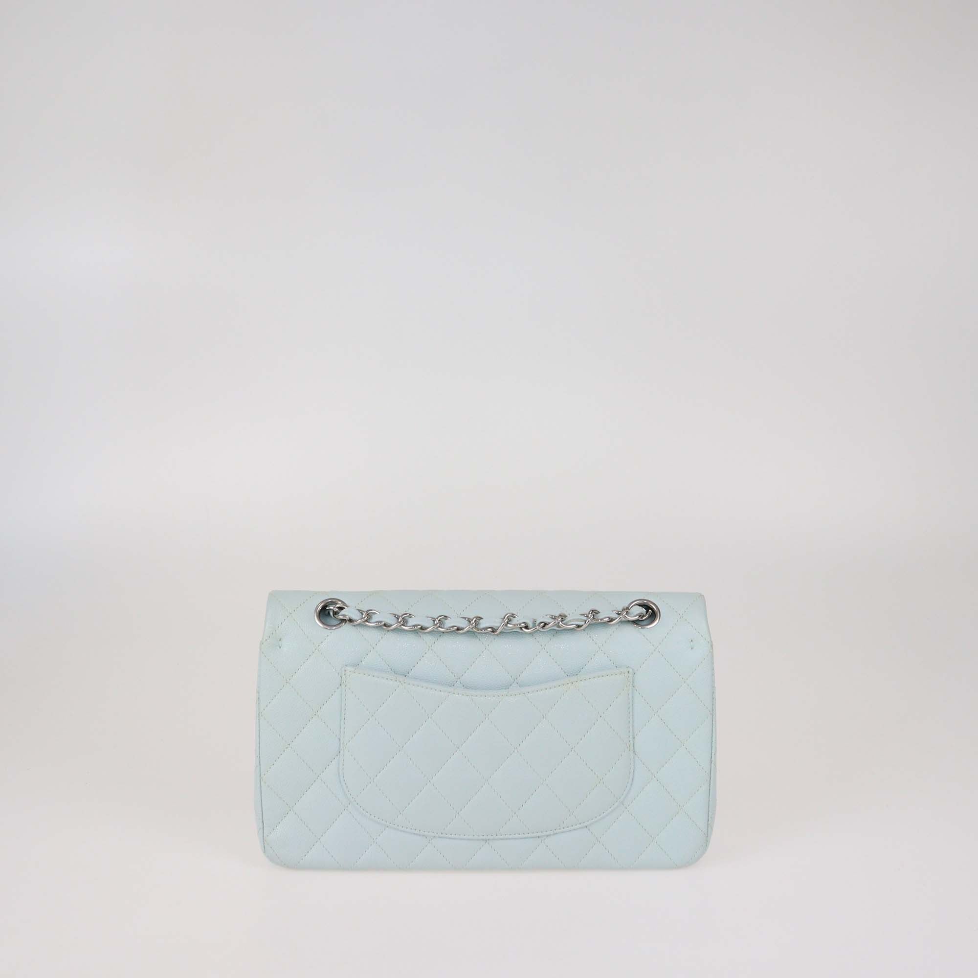 Chanel Light Green Quilted Caviar Leather Medium Classic Double Flap Bag