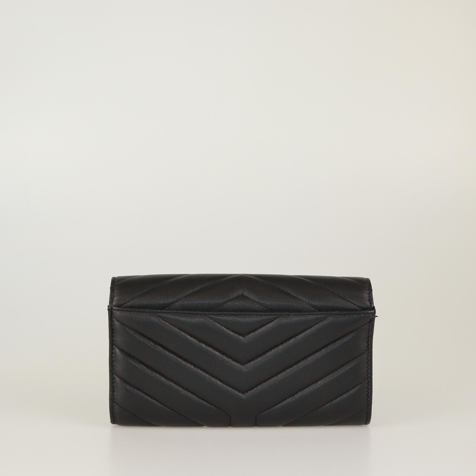 Saint Laurent Black Matelasse Envelope Wallet Womens Saint Laurent