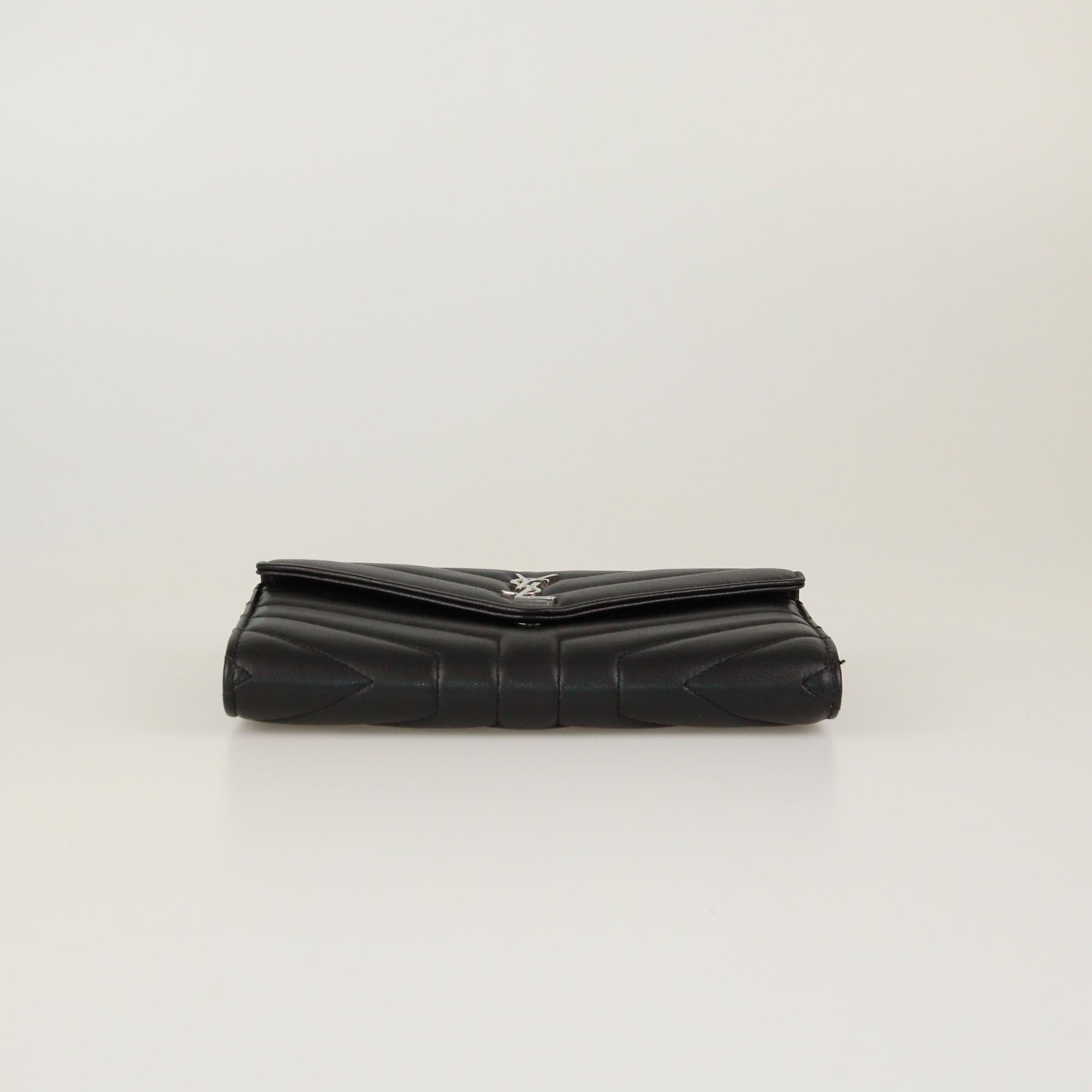 Saint Laurent Black Matelasse Envelope Wallet Womens Saint Laurent