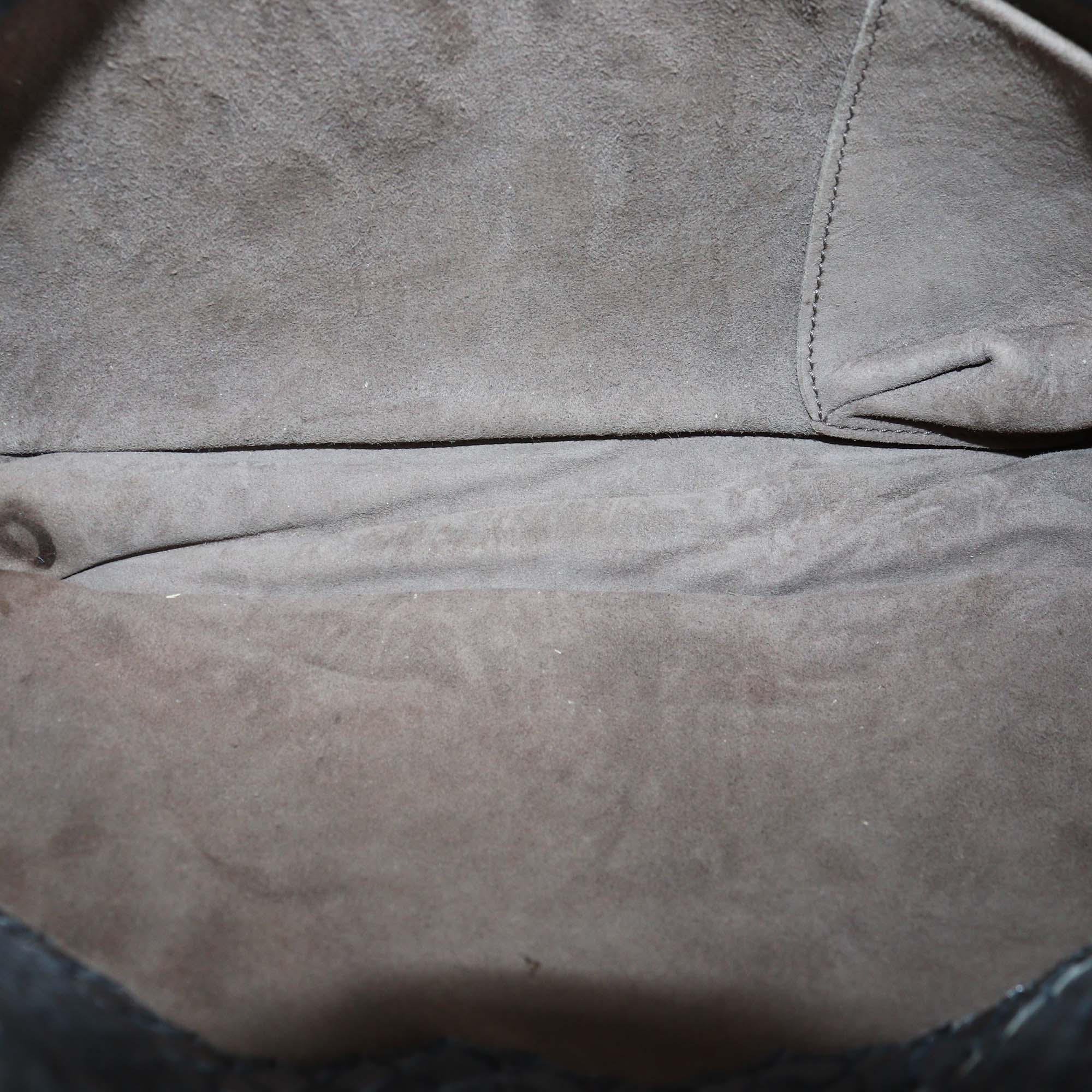 Bottega Veneta Dark Grey Quilted Python Frame Clutch