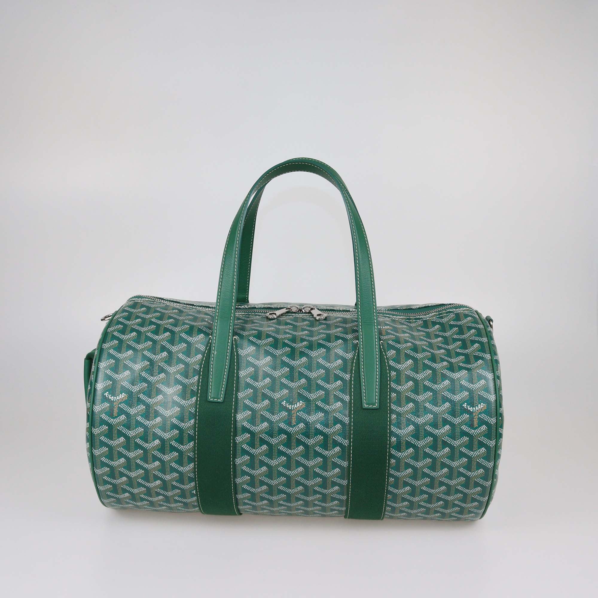 Goyard Green Goyardine Coated Canvas Barrel 40 Sports Bag