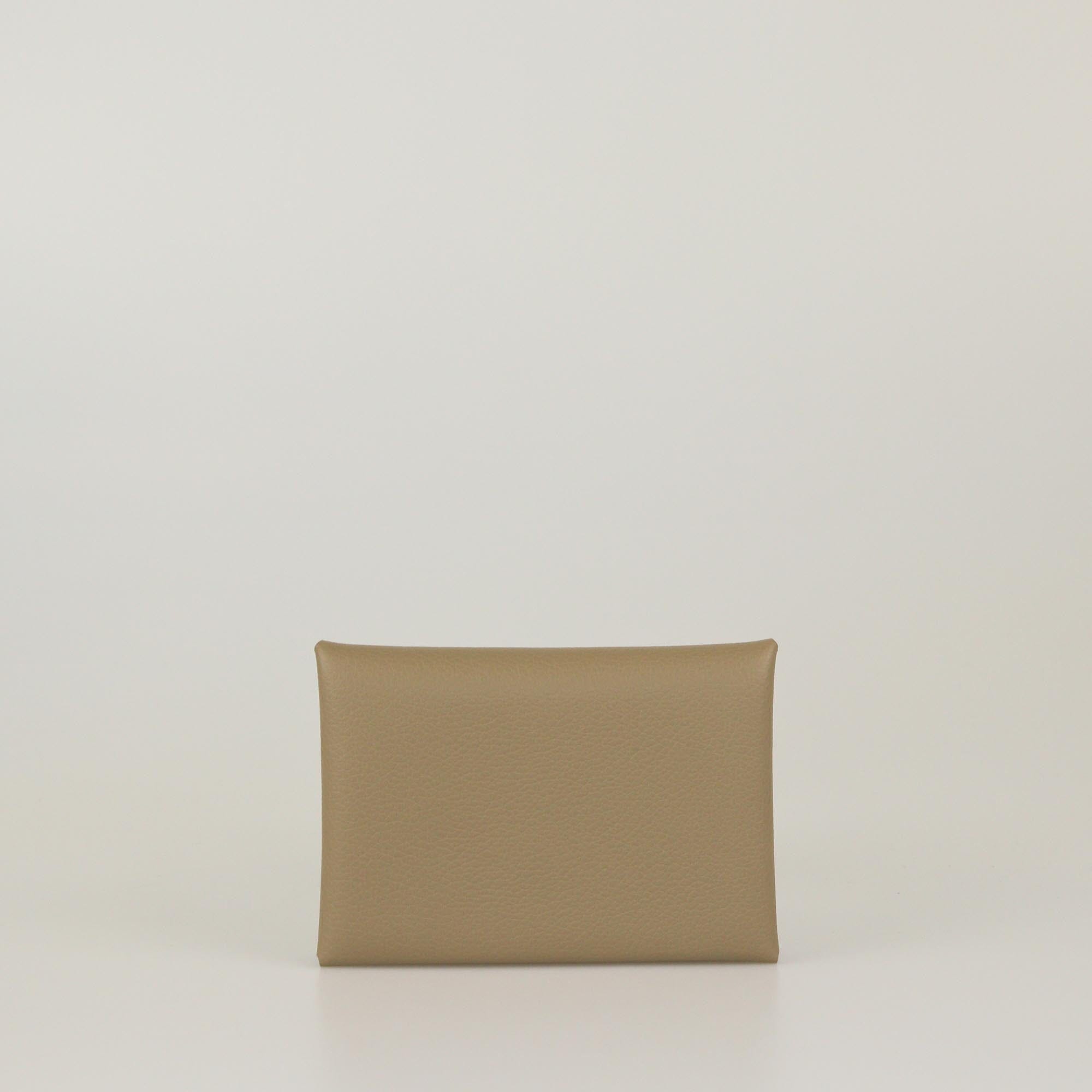 Hermes Etoupe Calvi Verso Card Holder Womens Hermes