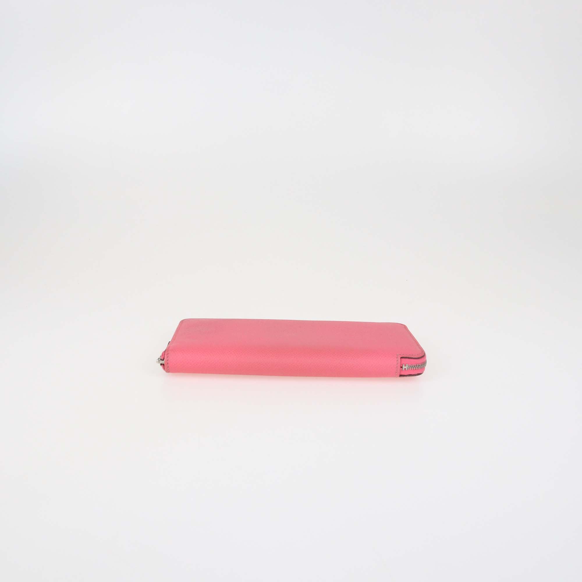 Hermes Rose Jaipur Epsom Leather Silk'In Classique Long Wallet
