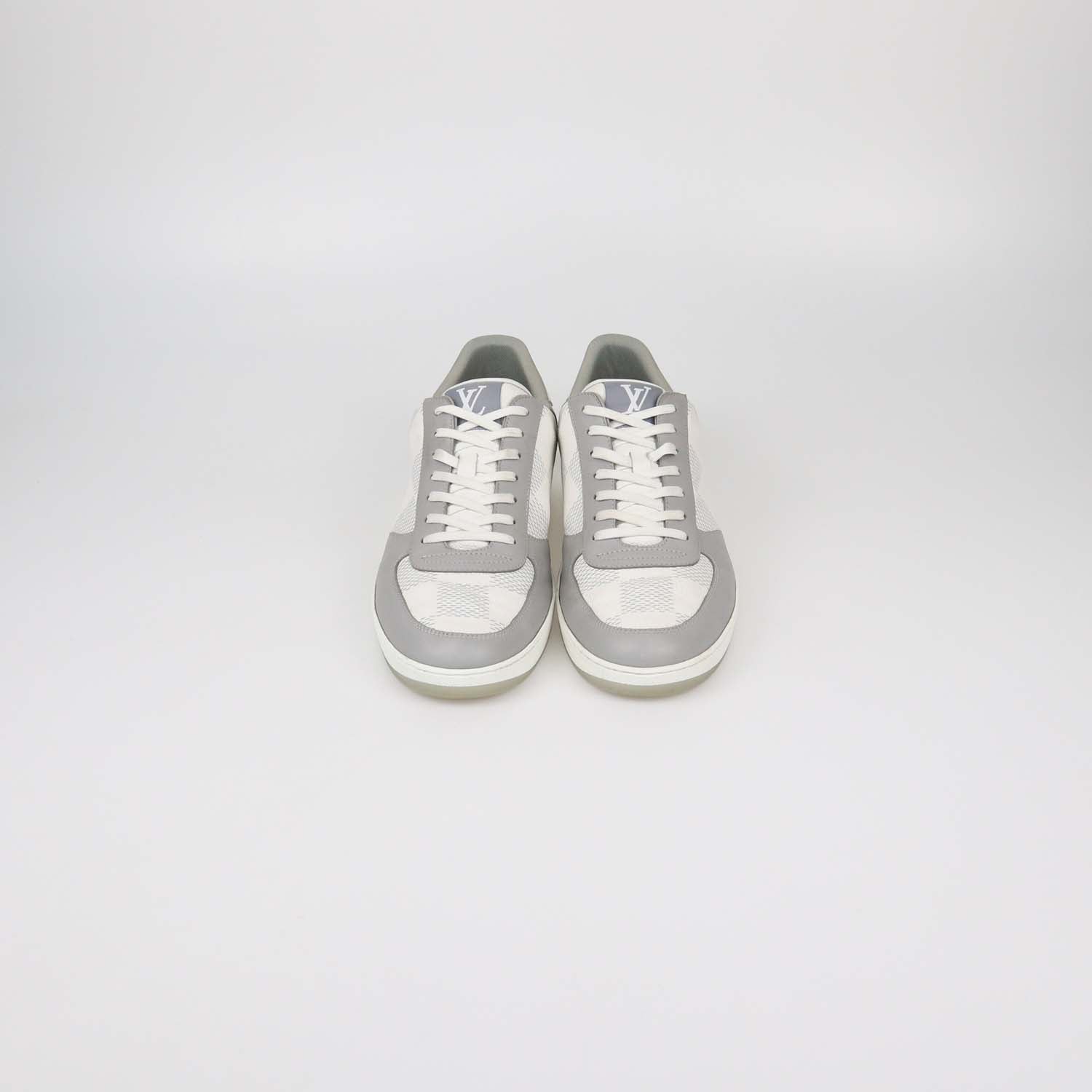Louis Vuitton White/Grey Damier Leather Rivoli Low Top Sneaker