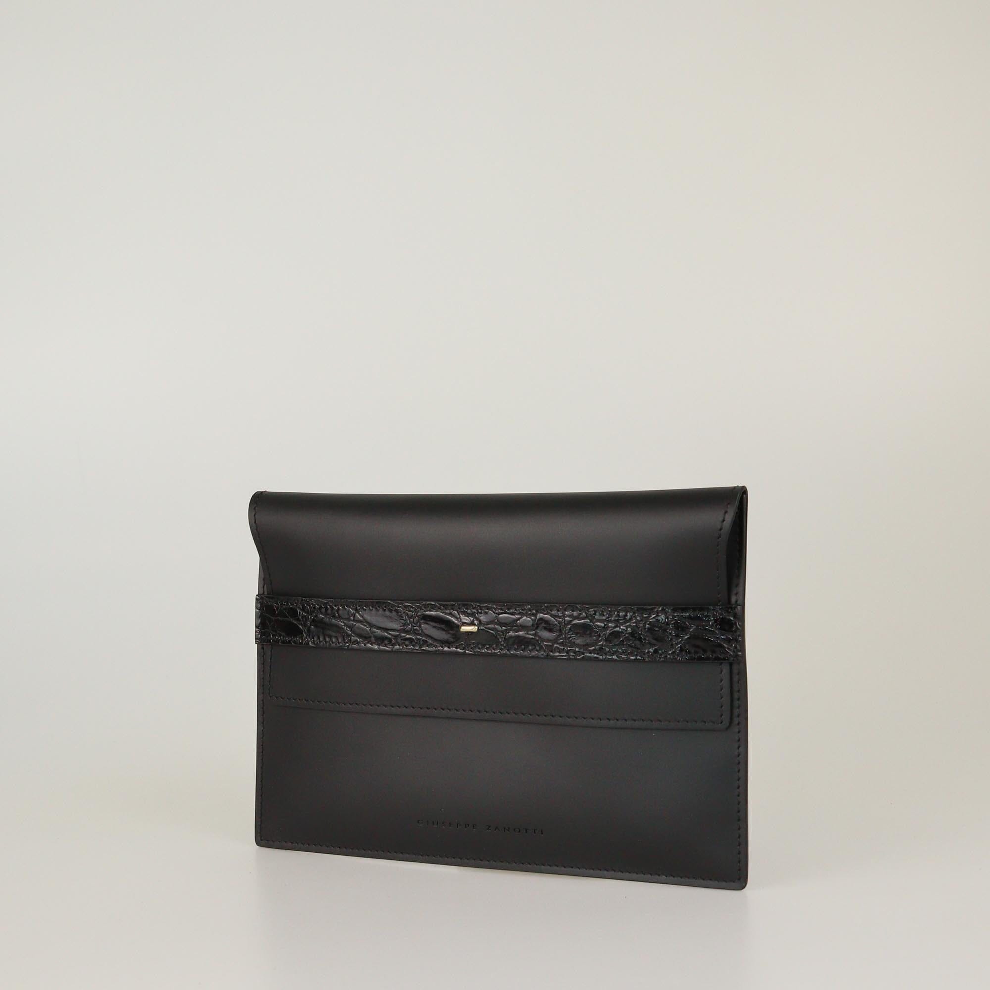 Giuseppe Zanotti Black Alligator Trim Flap Pouch Womens Giuseppe Zanotti