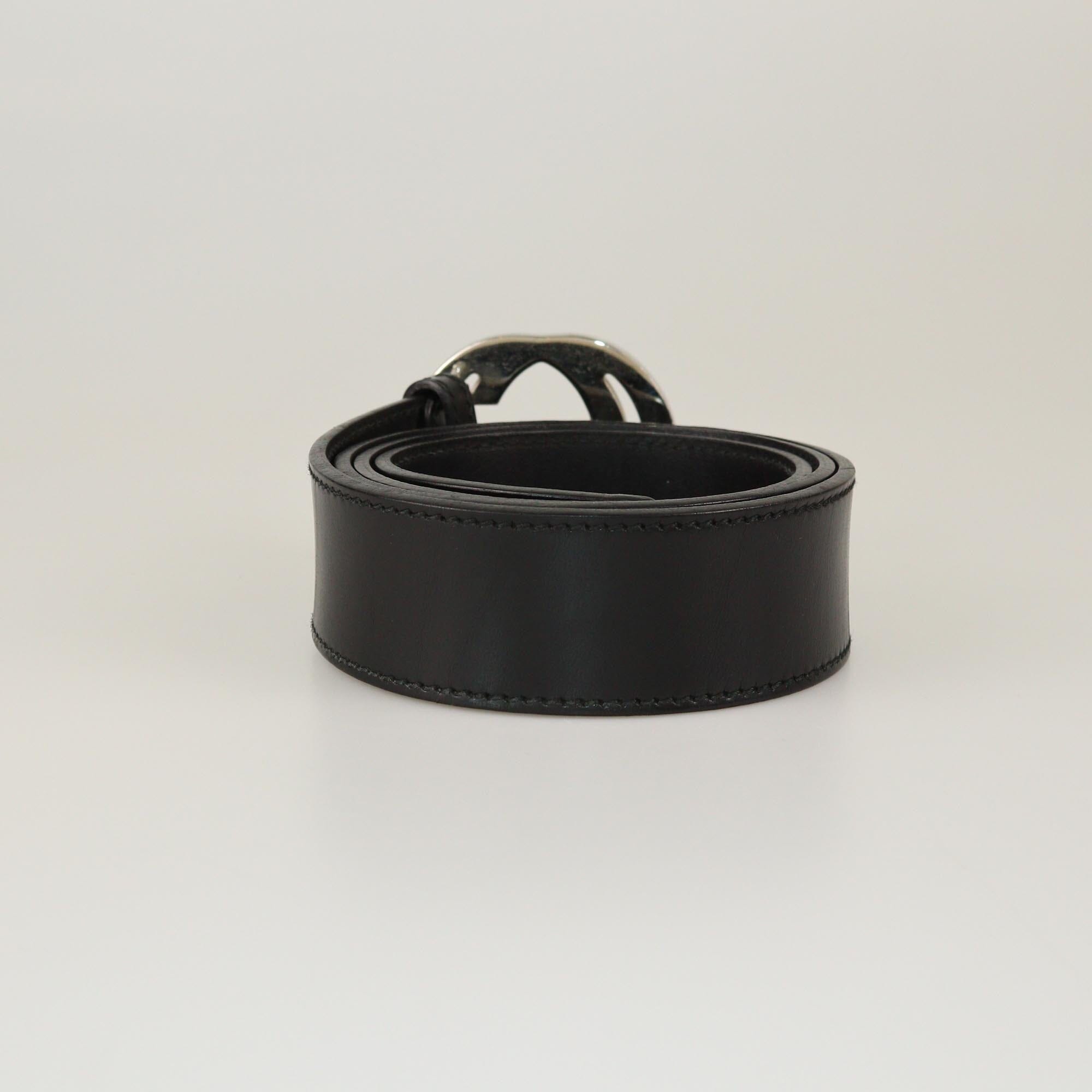 Gucci Black Interlocking G Buckle Belt Mens Gucci
