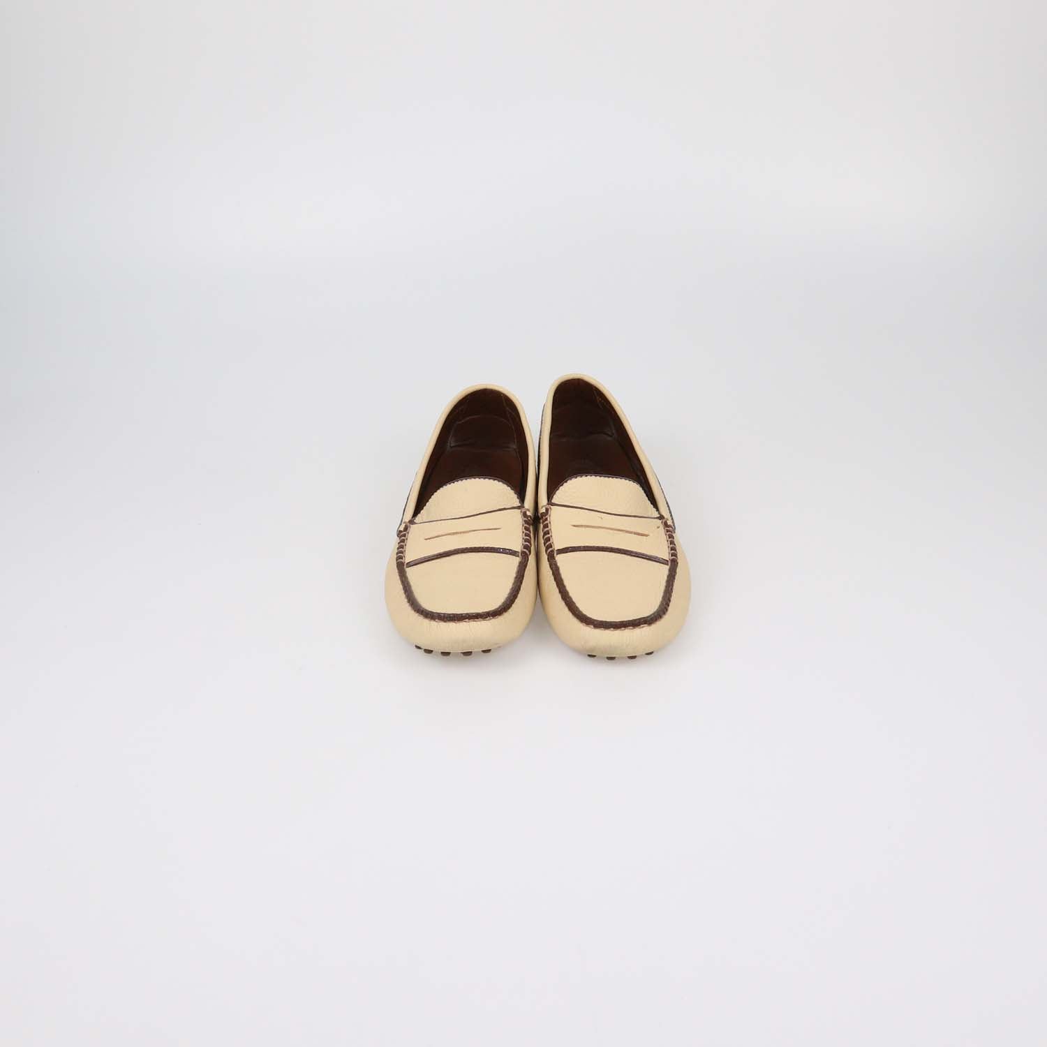Tod's Cream Leather Slip On Loafers