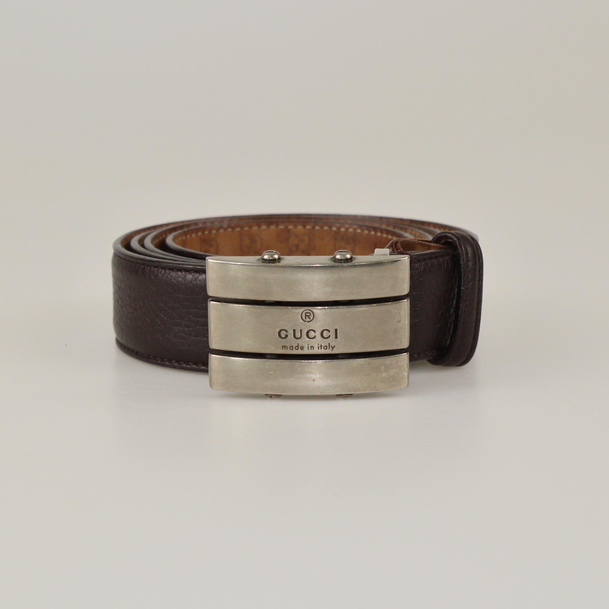 Gucci Choco Brown Guccissima Plaque Buckle Belt Mens Gucci