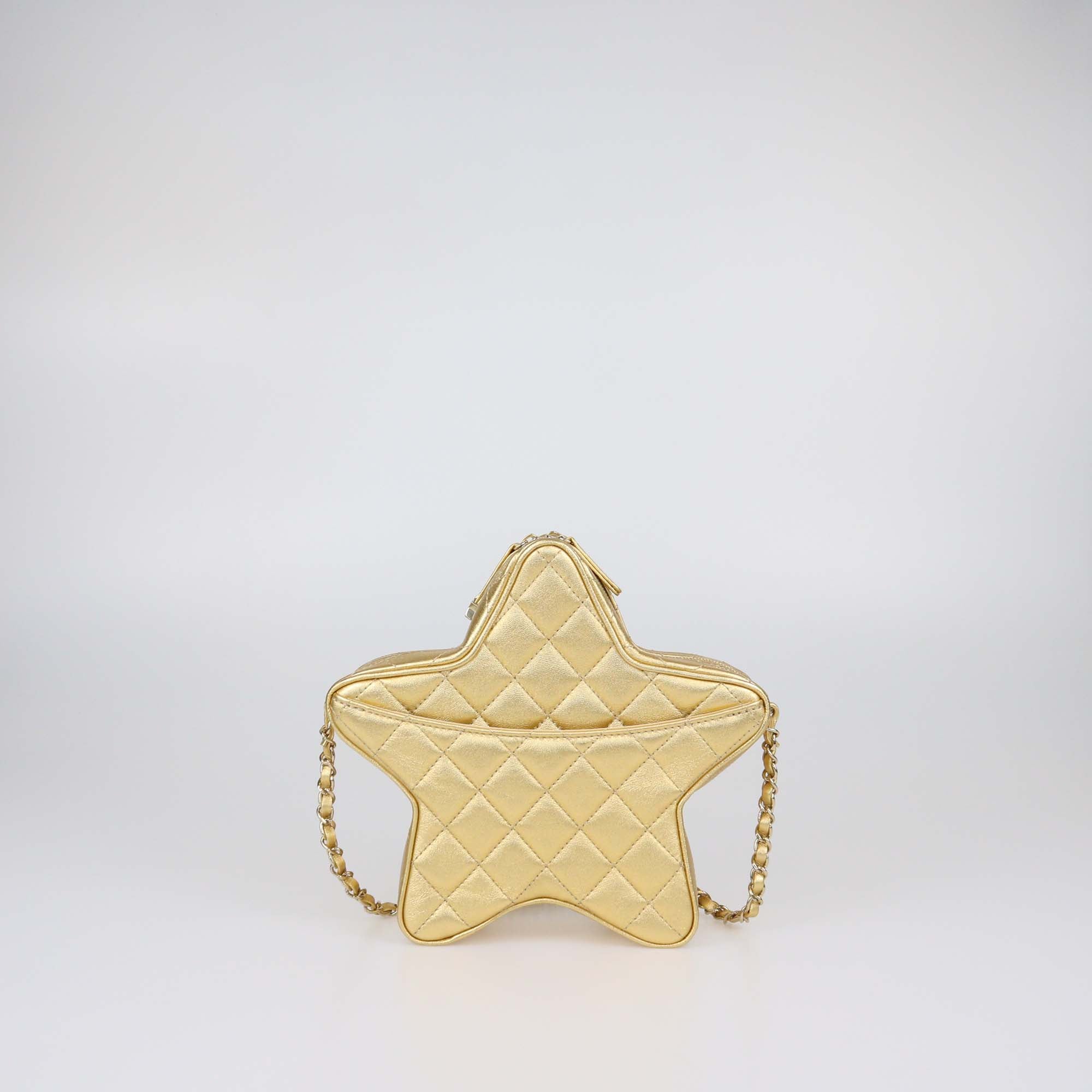 Chanel Gold Quilted Leather Walk of Fame Star Crossbody Bag