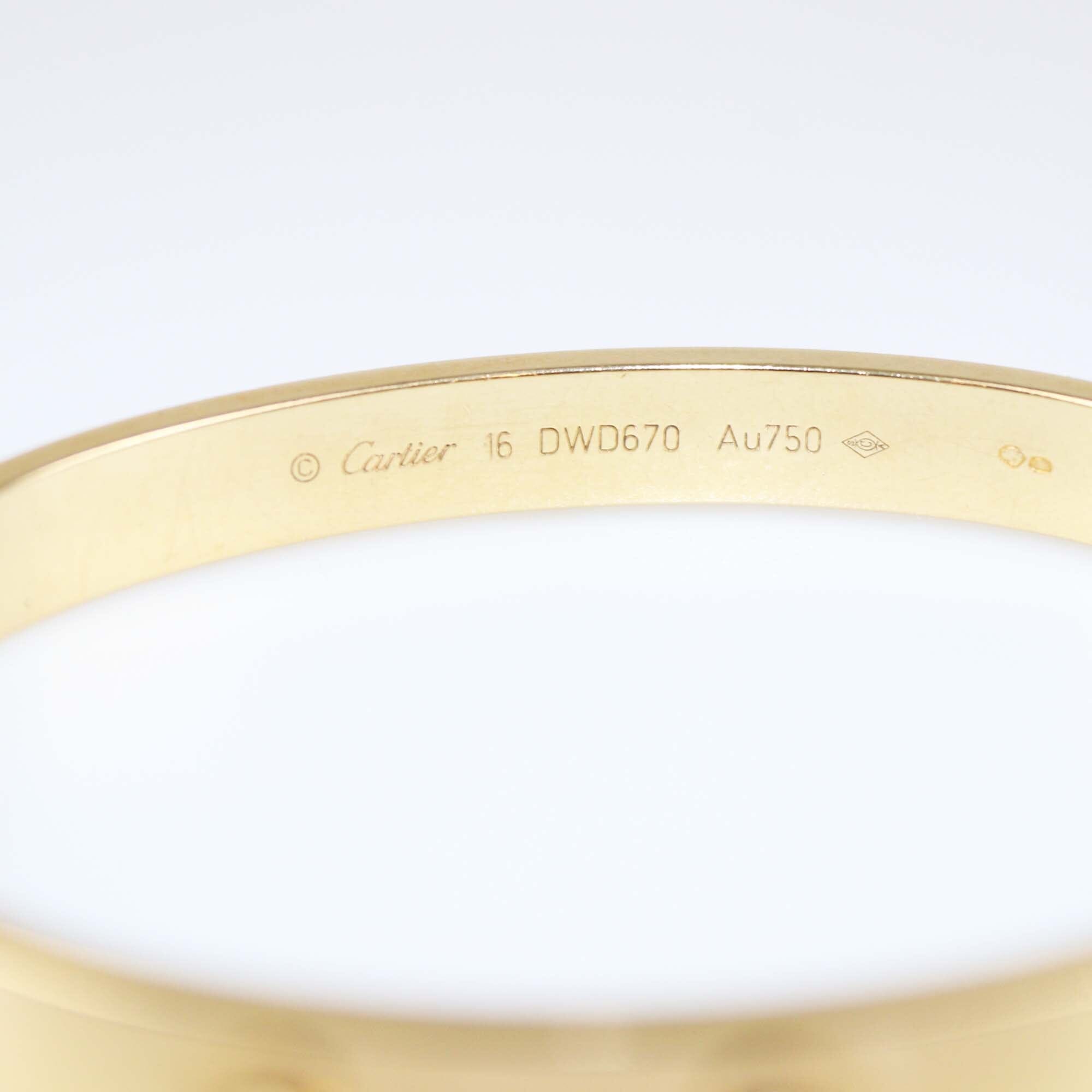 Cartier Love 18K Yellow Gold Bracelet Womens Cartier